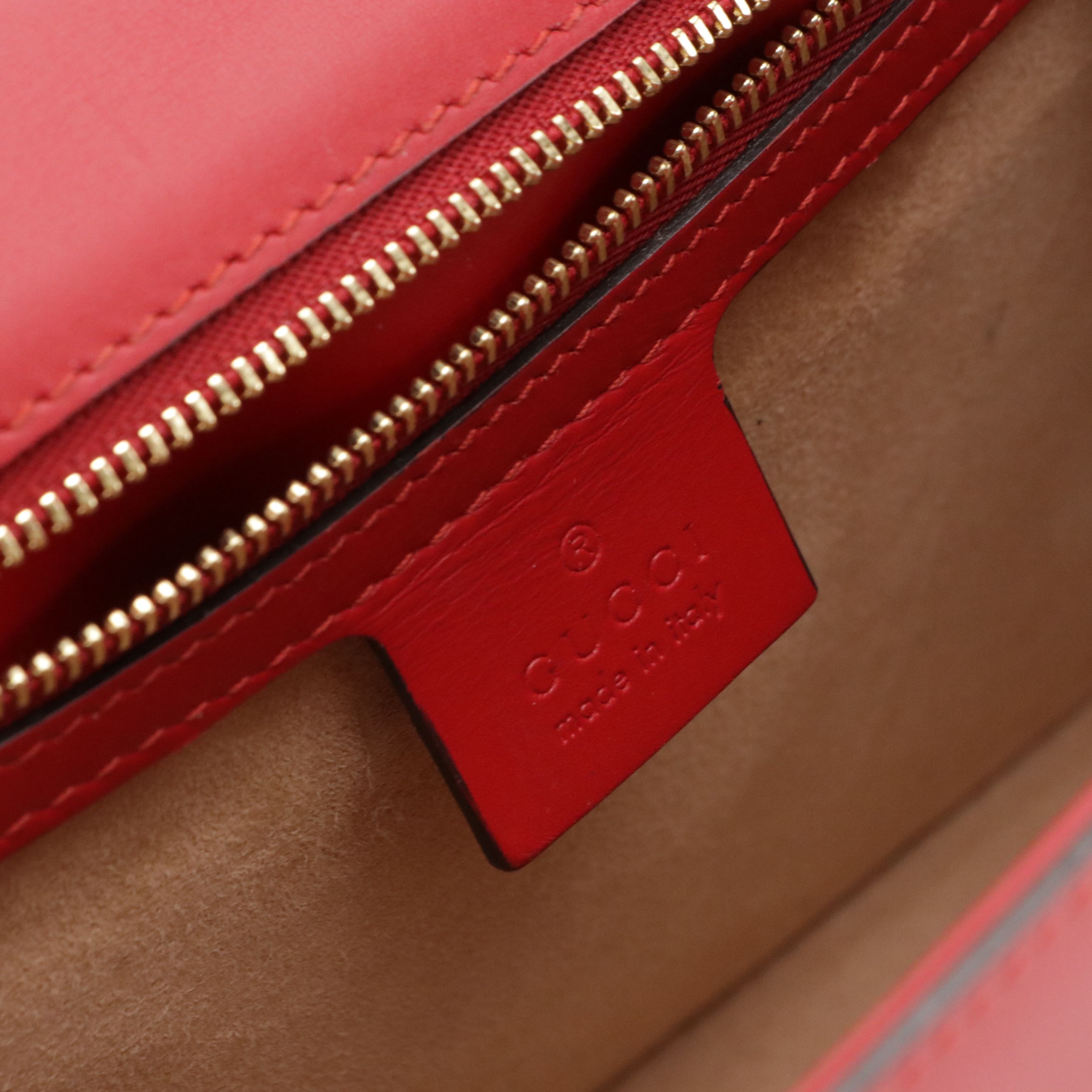 Gucci Medium Sylvie Shoulder Bag in Web Striped Red Calfskin Leather