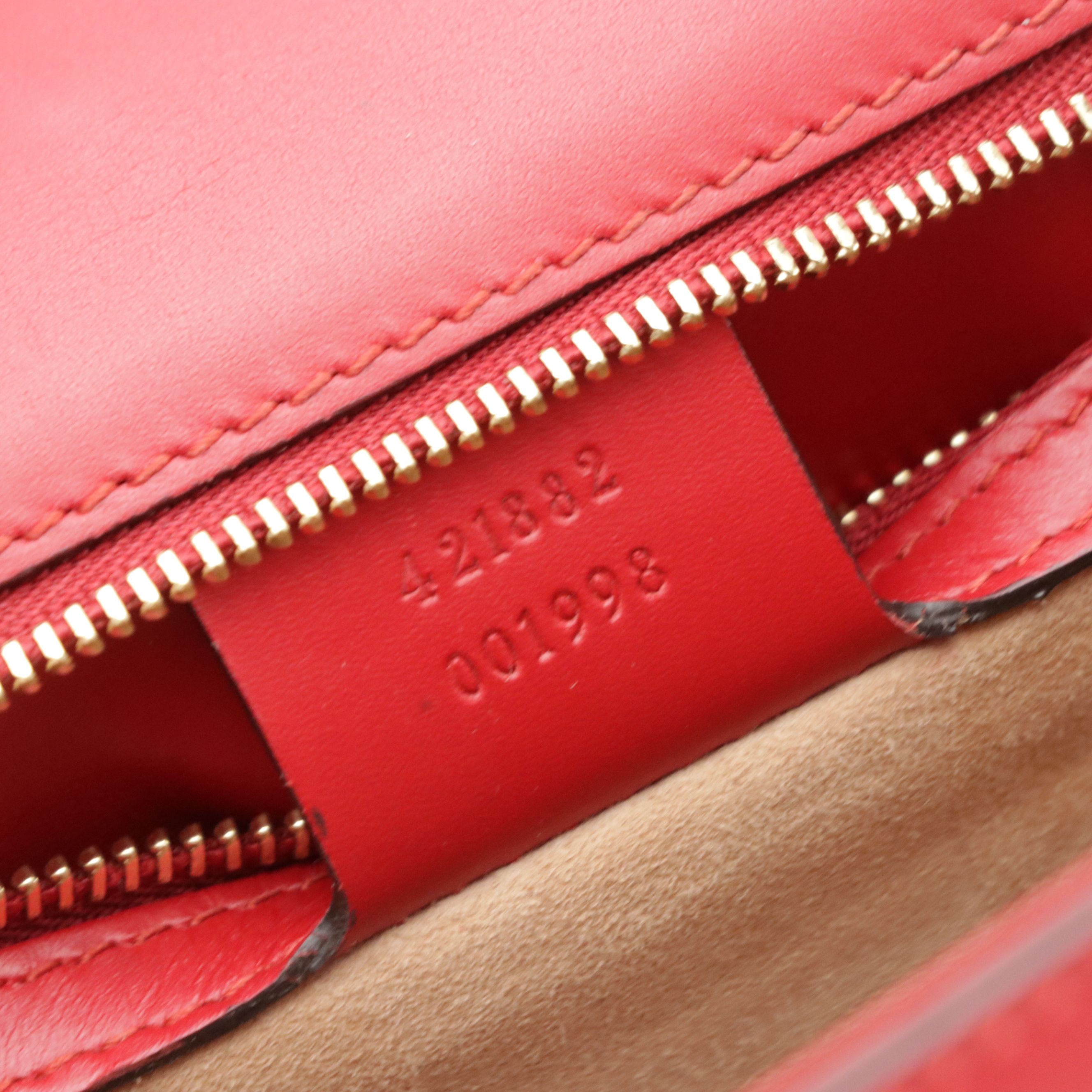 Gucci Medium Sylvie Shoulder Bag in Web Striped Red Calfskin Leather