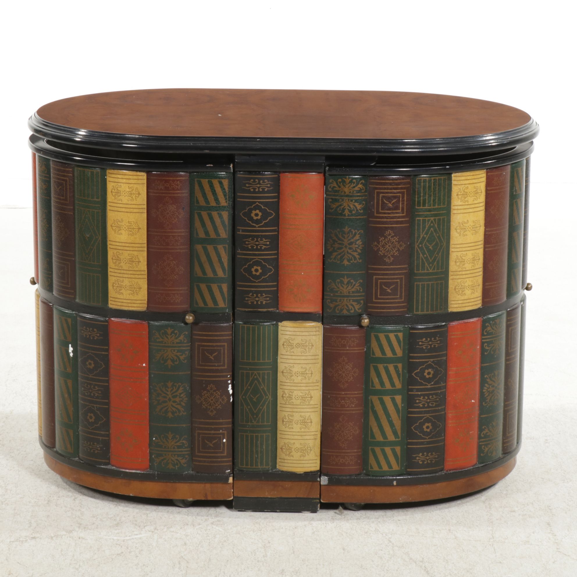 Design Toscano "Nettlestone" Trompe l'Oeil Nested Library Table and Chairs