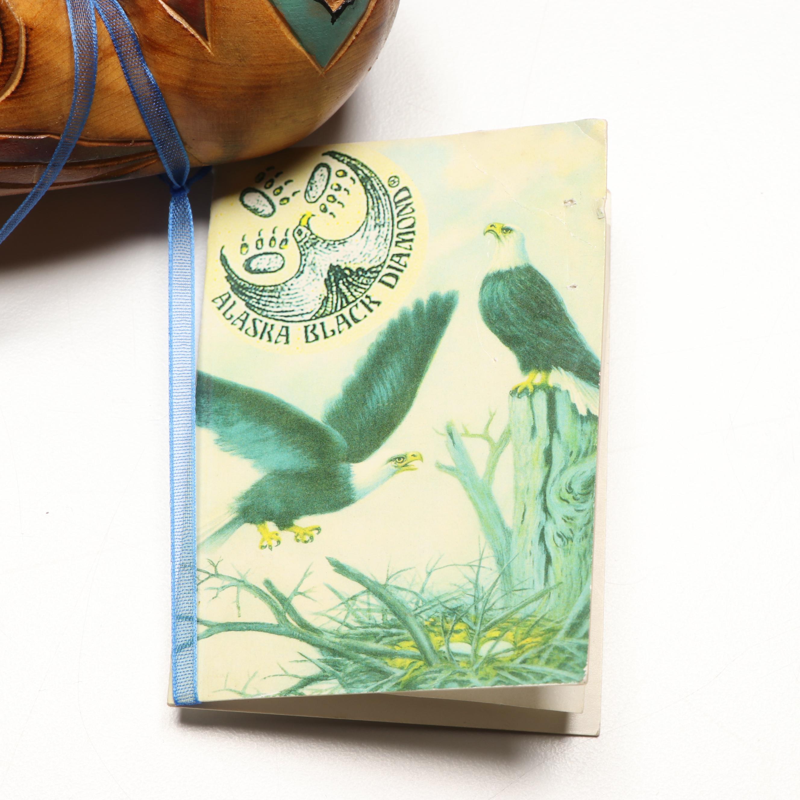 Alaskan "The Legend of Sun and Raven" Carved Wood Totem with Other Décor