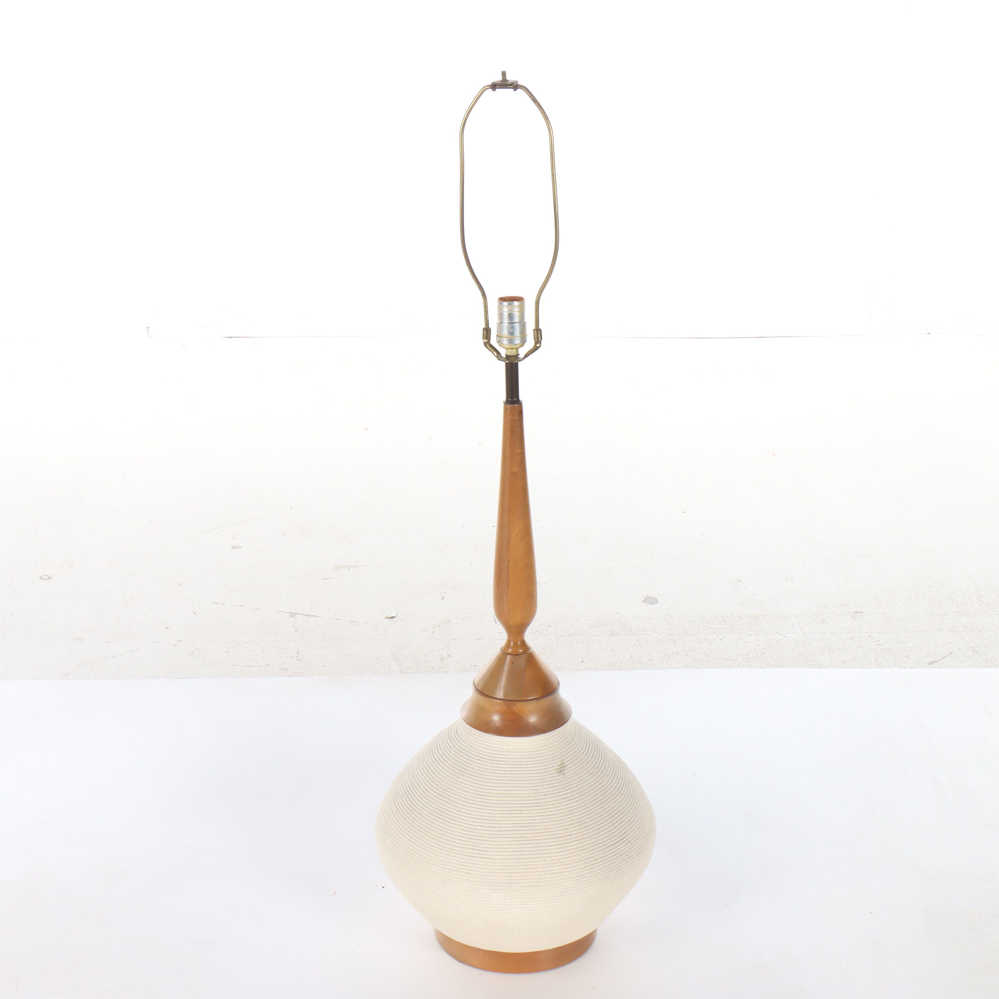 Mid Century Modern Lamp with Woven Shade Attributed to Maria Kipp, Circa 1960s