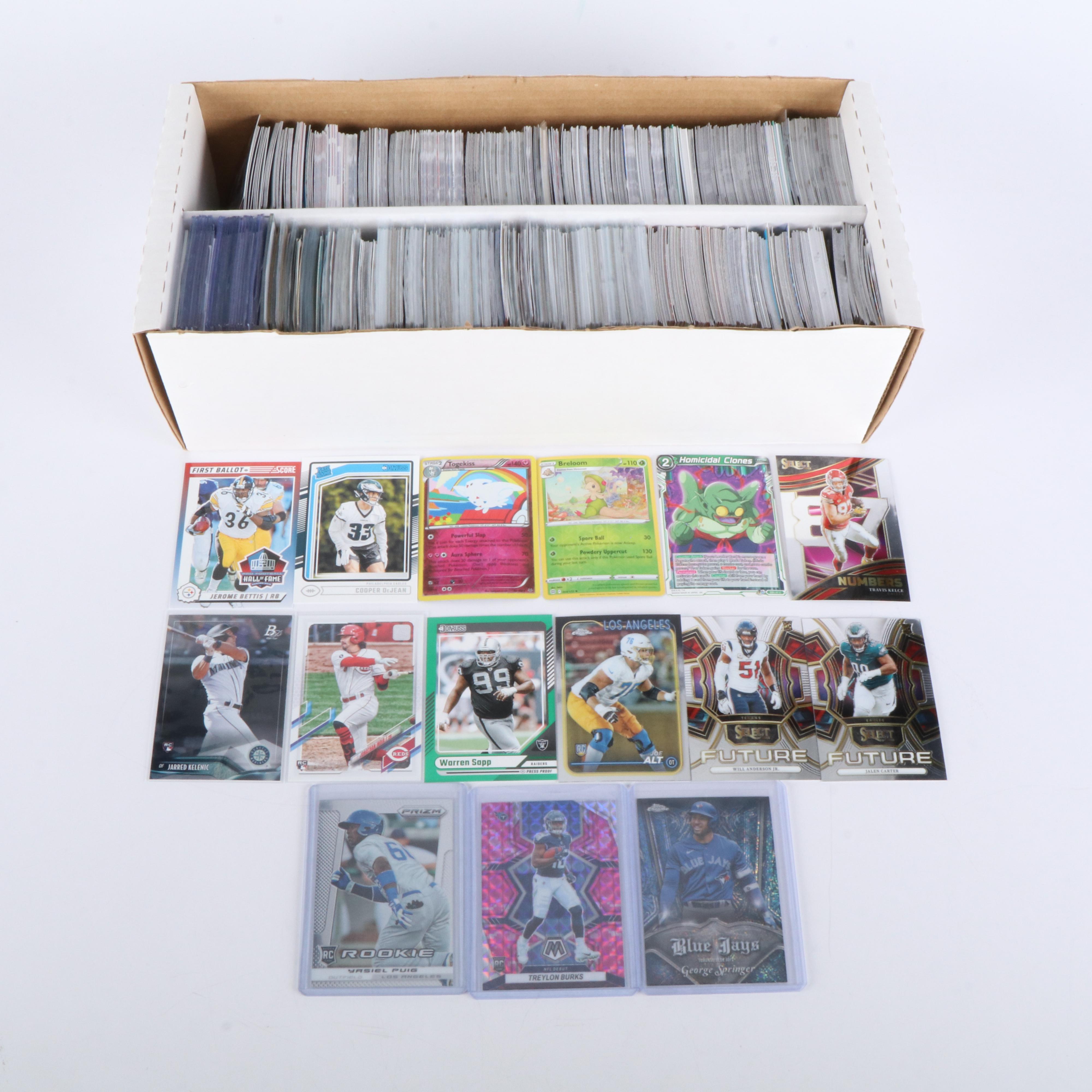 Trading Card Collection Featuring Football, Baseball, Pokémon, and More