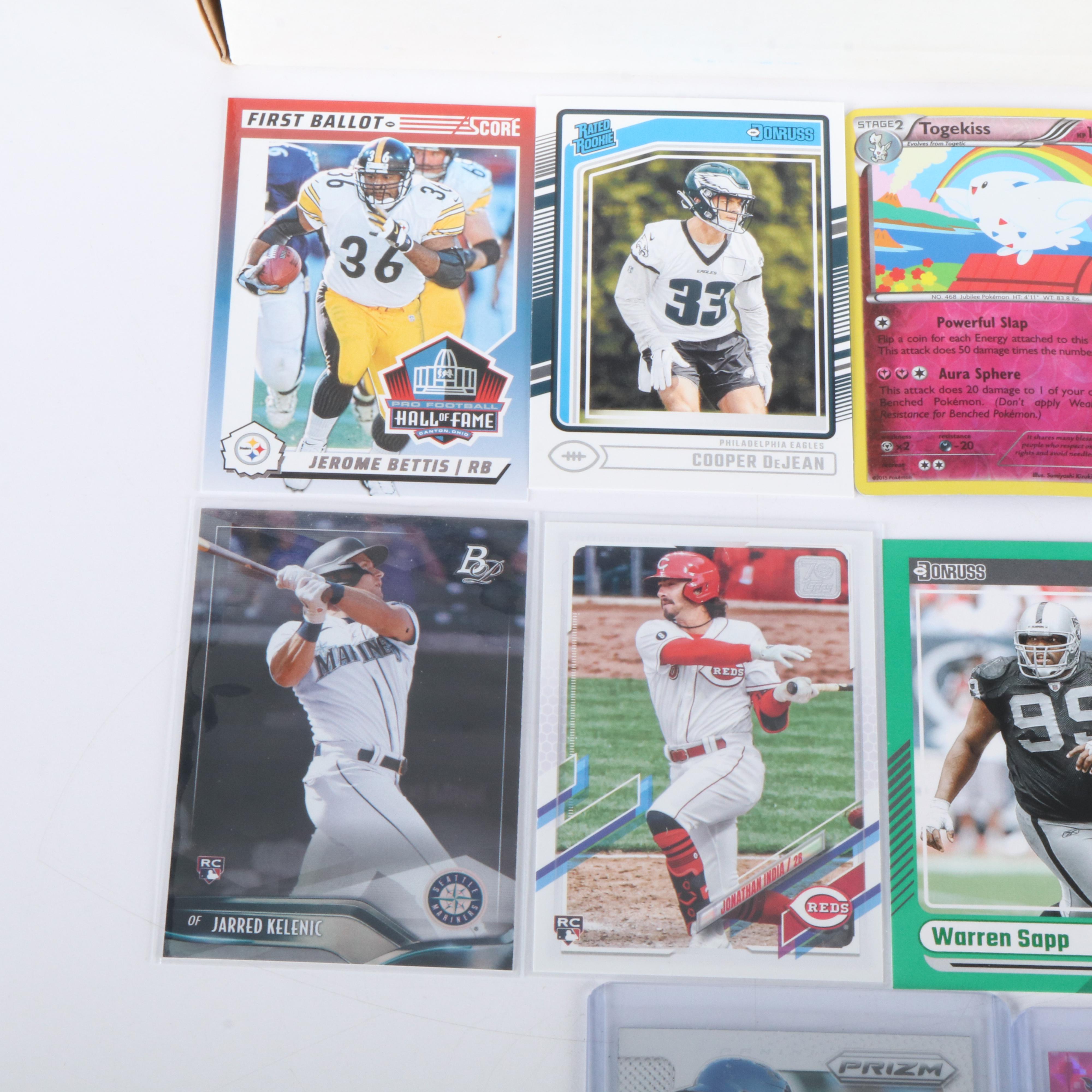 Trading Card Collection Featuring Football, Baseball, Pokémon, and More