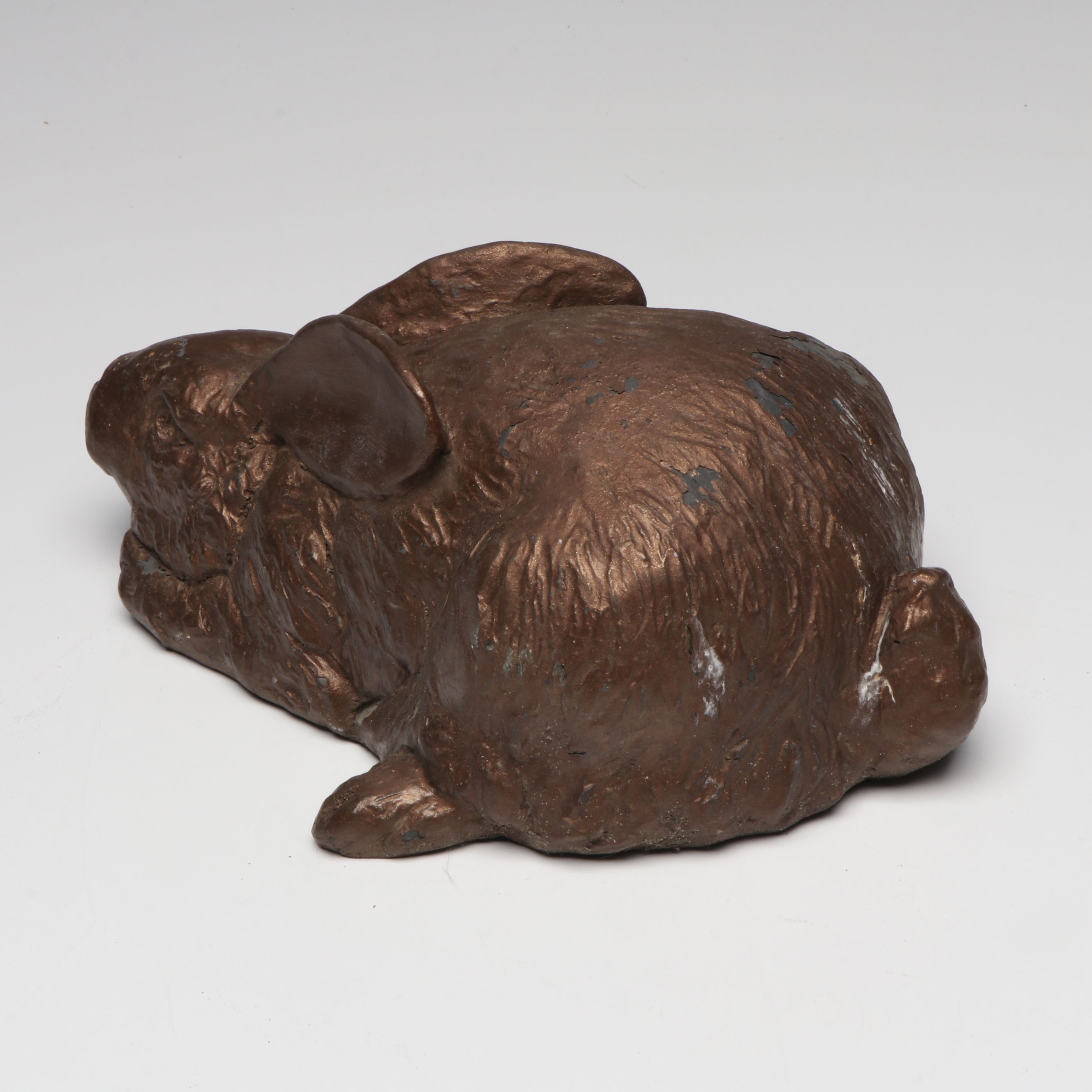 Carved Stone with Bronzed Resin Bunny Garden Sculptures