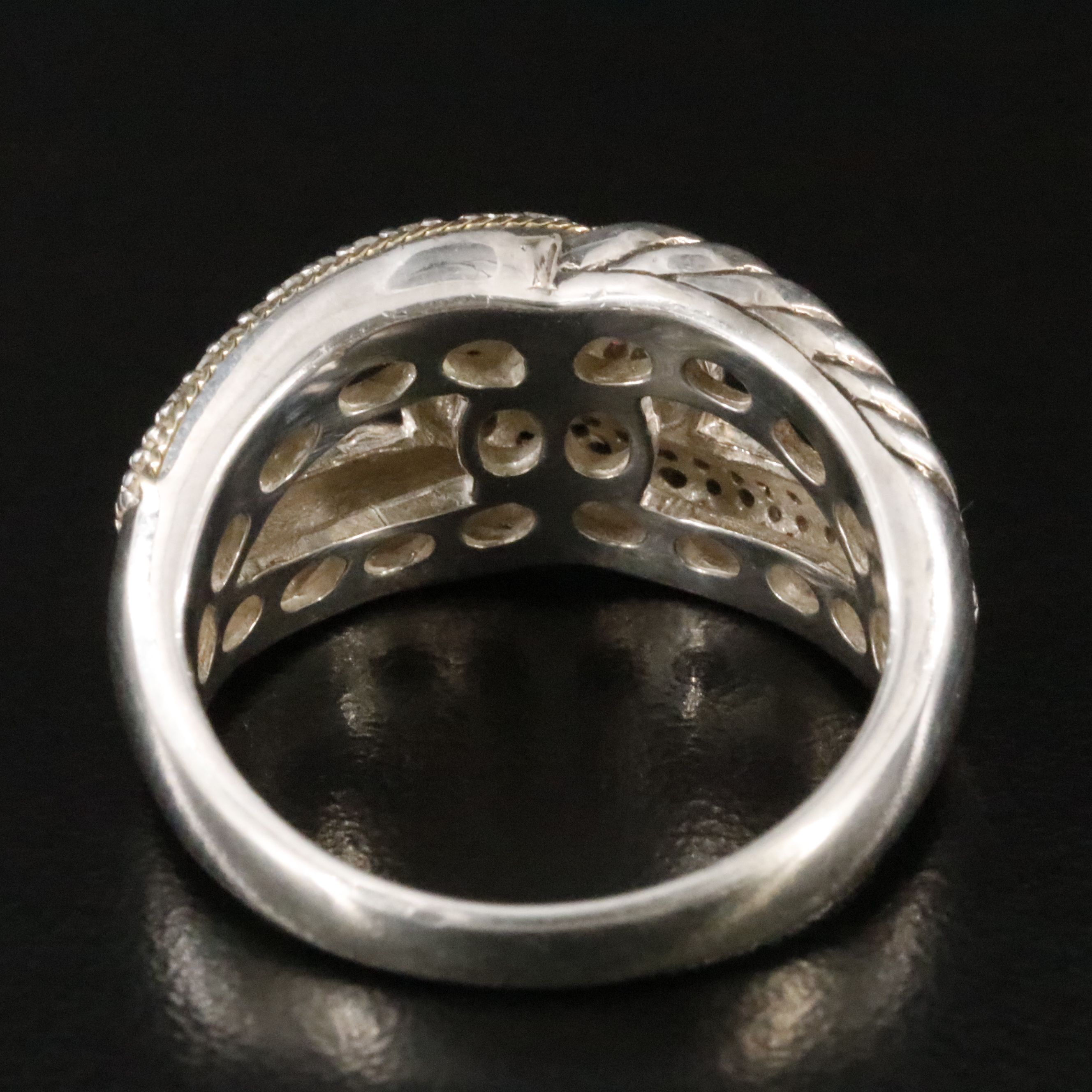 Sterling Diamond Ring with 18K Accent and Fancy Black Diamonds