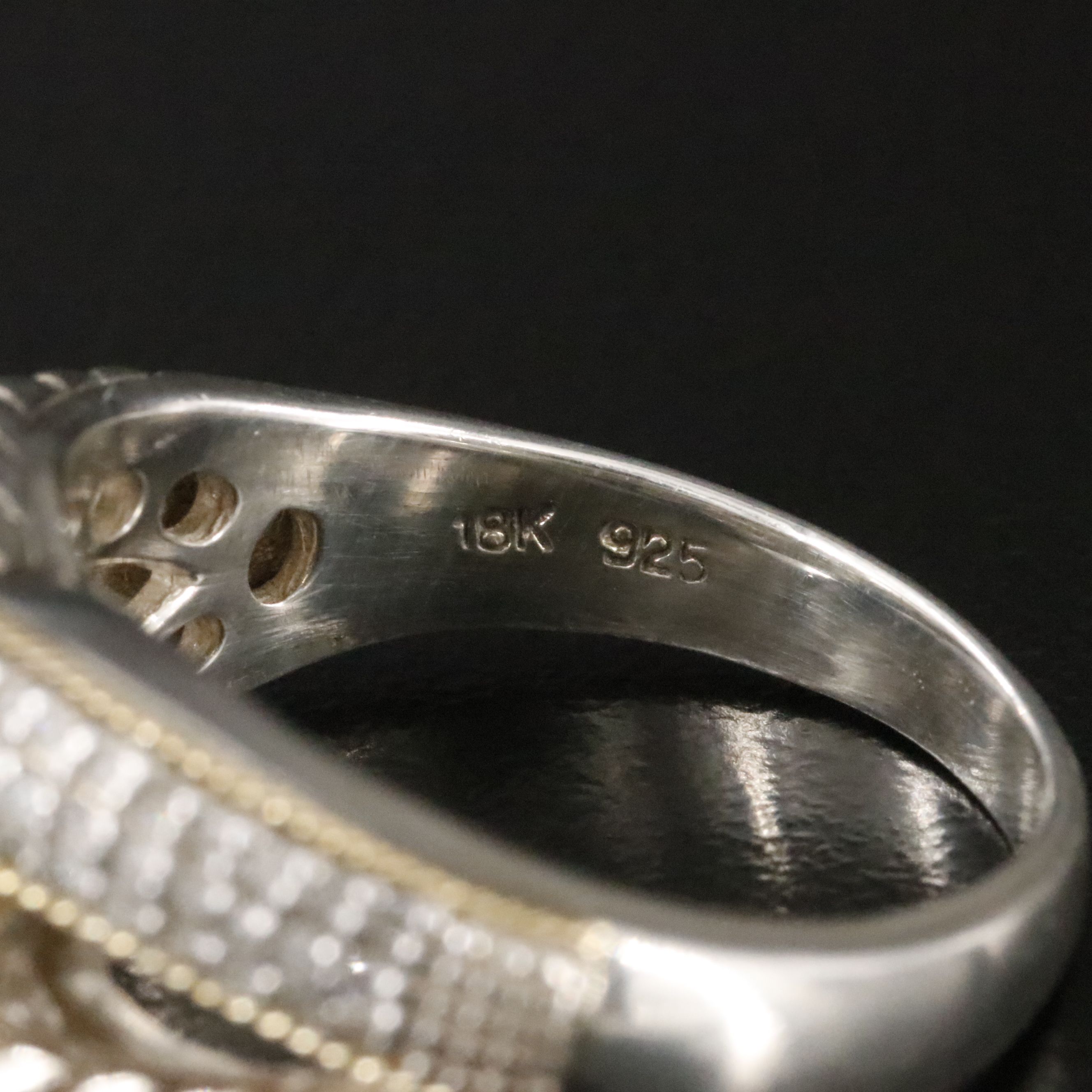 Sterling Diamond Ring with 18K Accent and Fancy Black Diamonds