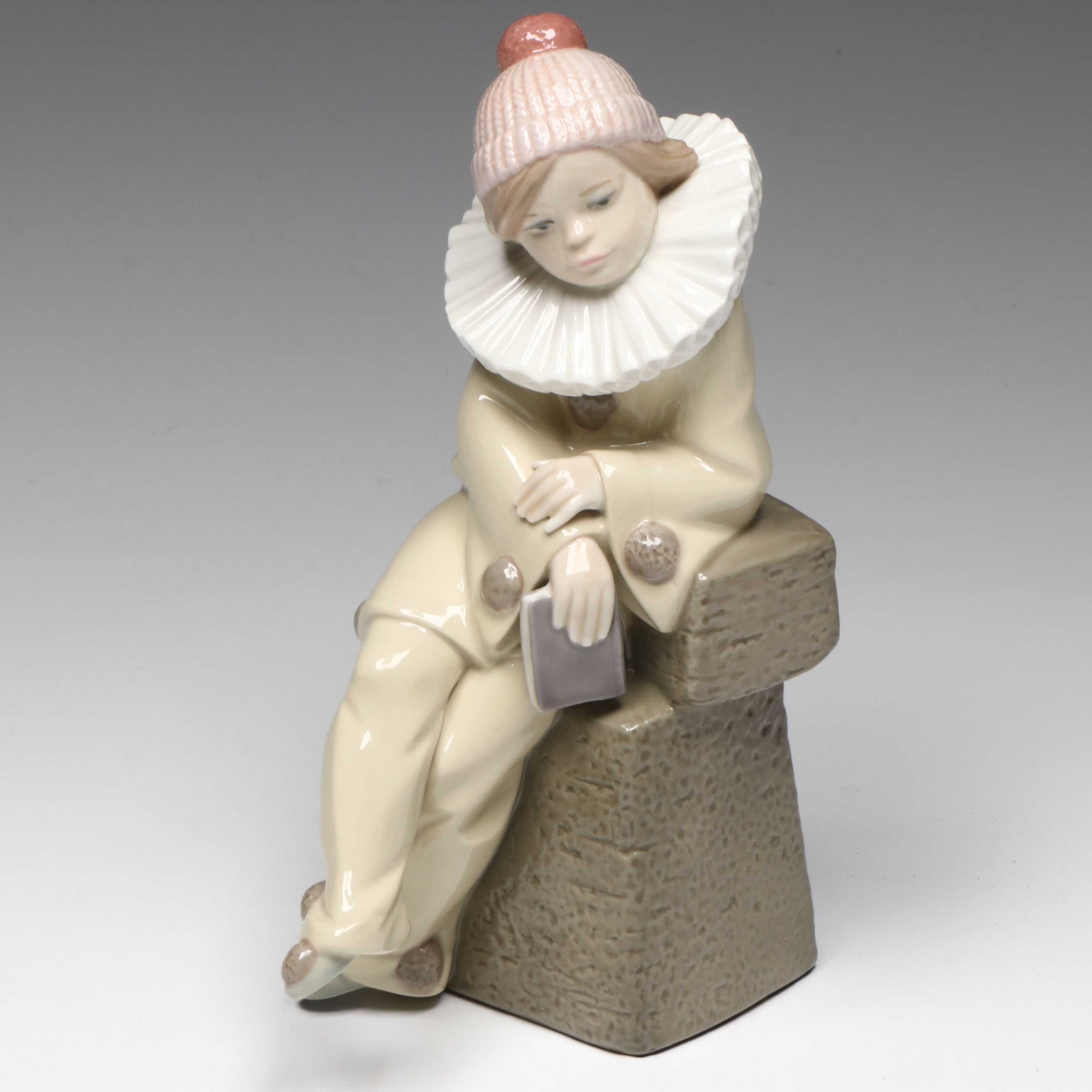 Lladró "Niño Pierrot," & Signed "Childhood Dream" & "Fantasy" Porcelain Figures