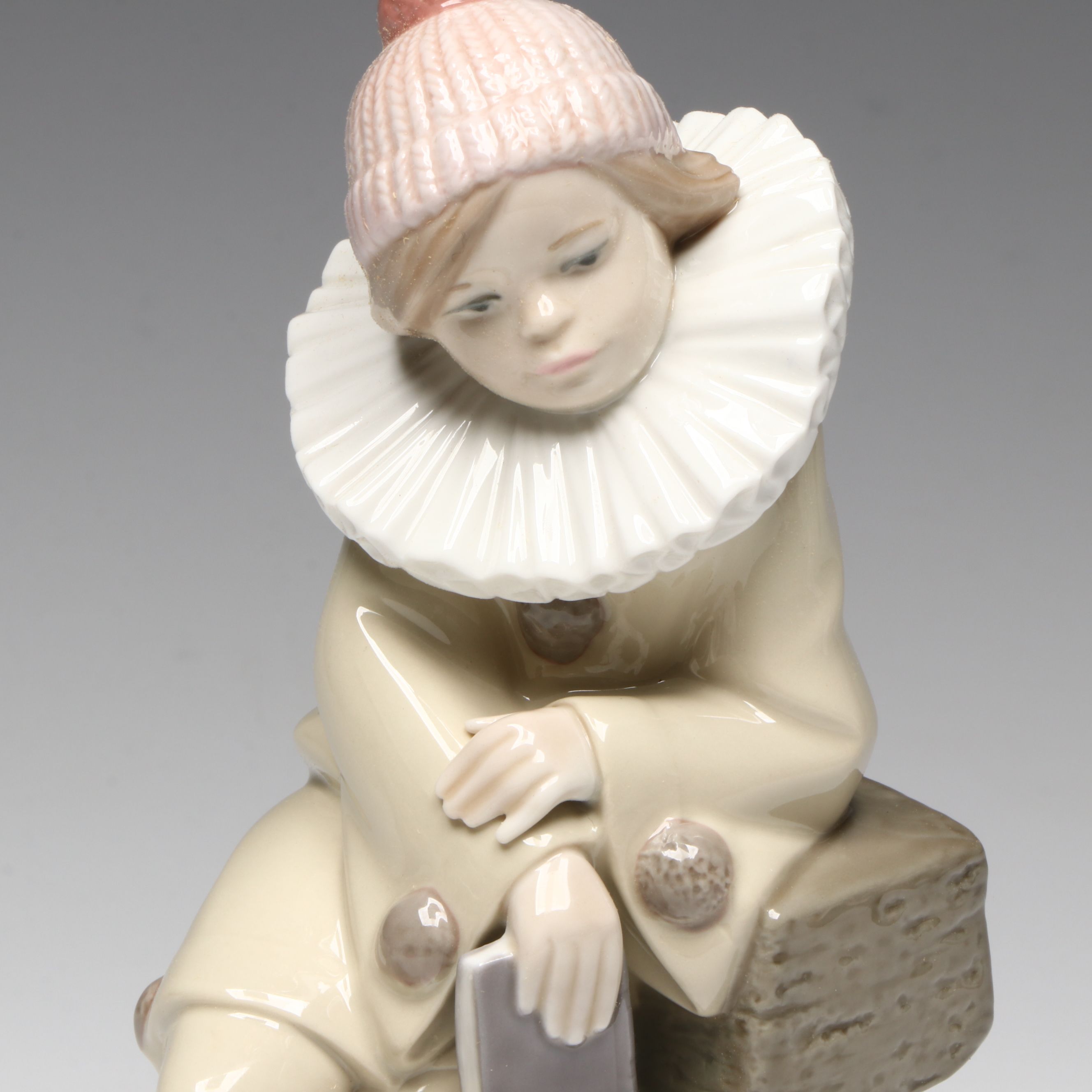 Lladró "Niño Pierrot," & Signed "Childhood Dream" & "Fantasy" Porcelain Figures