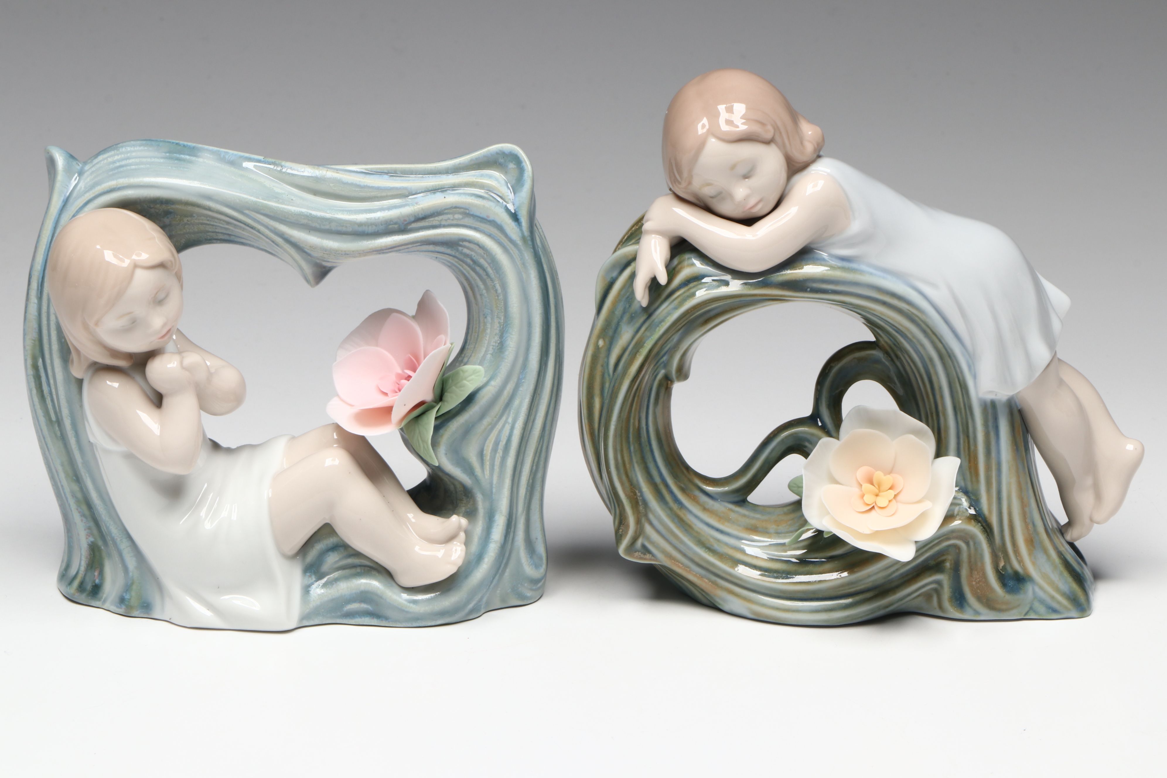 Lladró "Niño Pierrot," & Signed "Childhood Dream" & "Fantasy" Porcelain Figures