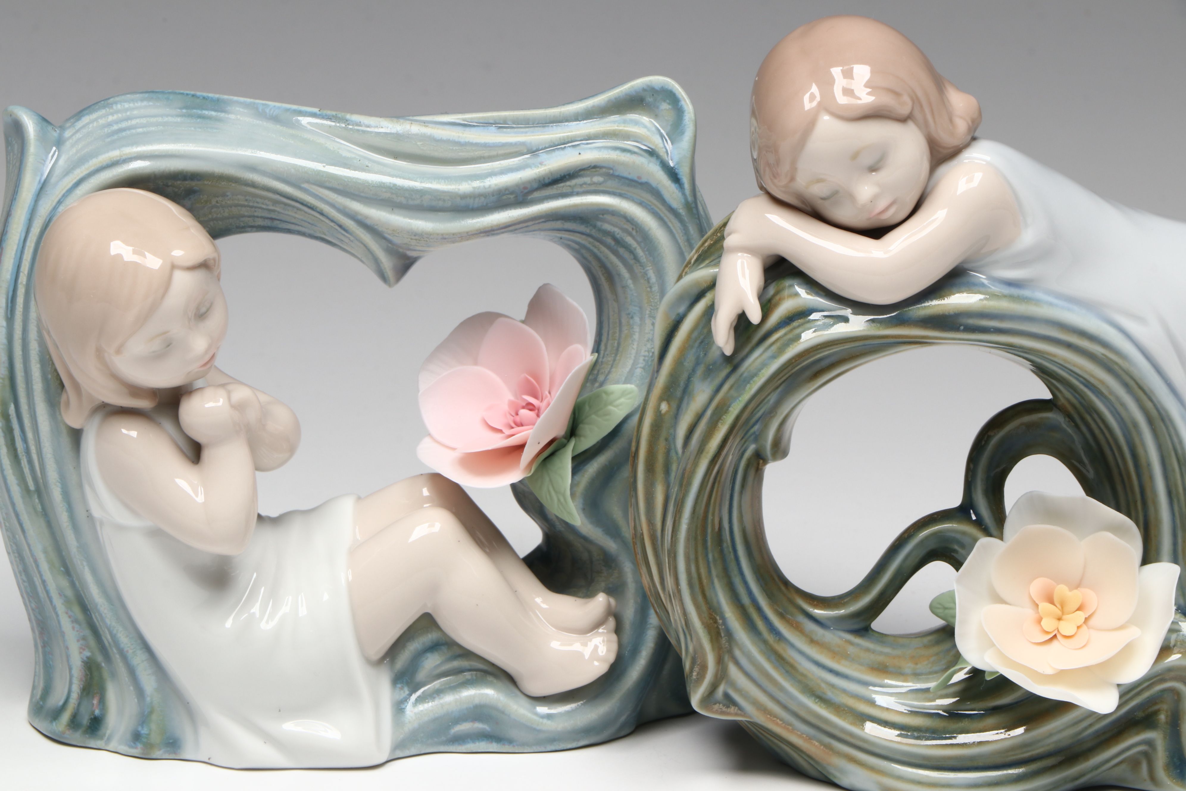 Lladró "Niño Pierrot," & Signed "Childhood Dream" & "Fantasy" Porcelain Figures