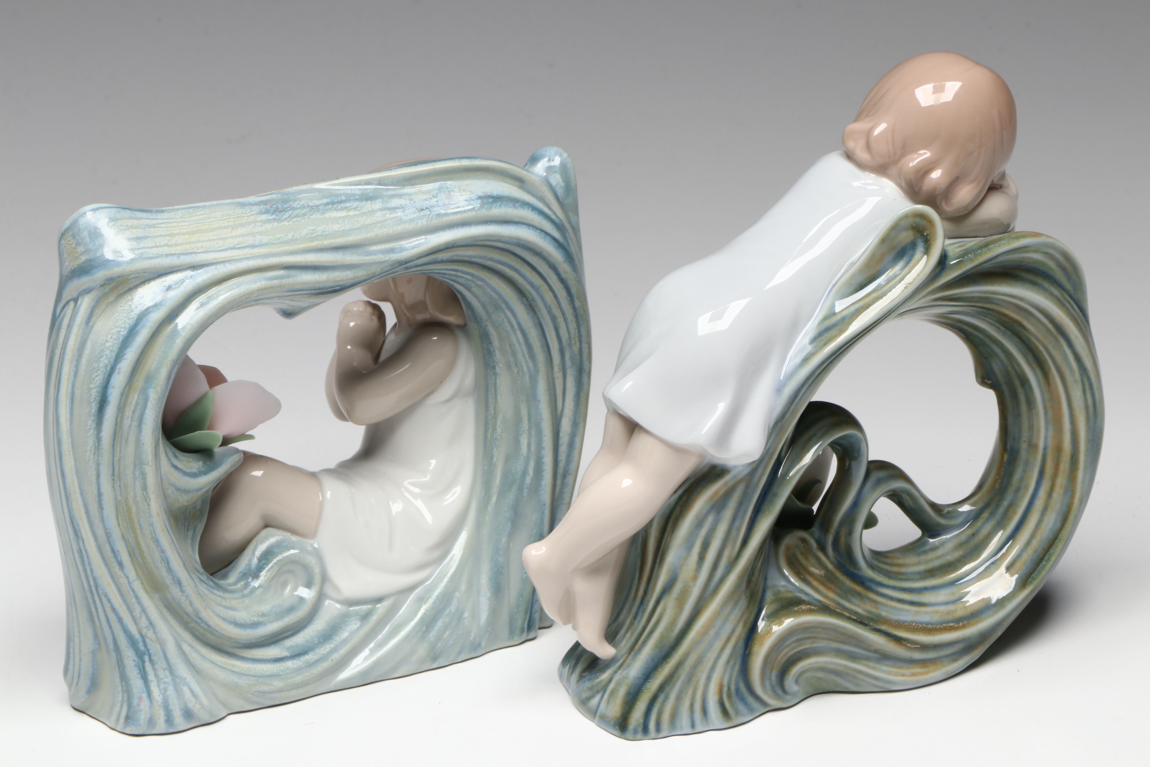 Lladró "Niño Pierrot," & Signed "Childhood Dream" & "Fantasy" Porcelain Figures