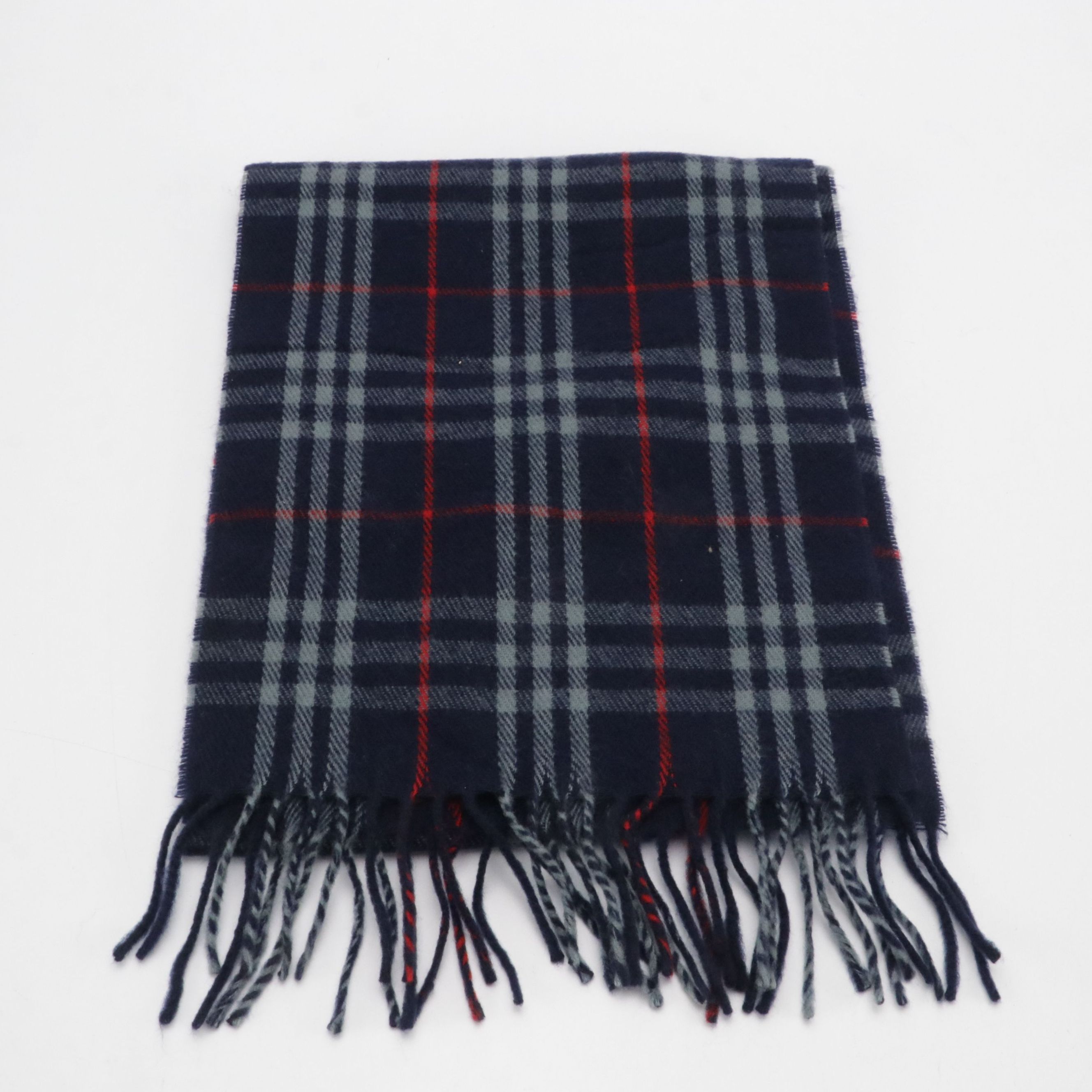 Burberrys of London Blue Nova Check Lambswool Fringe Scarf