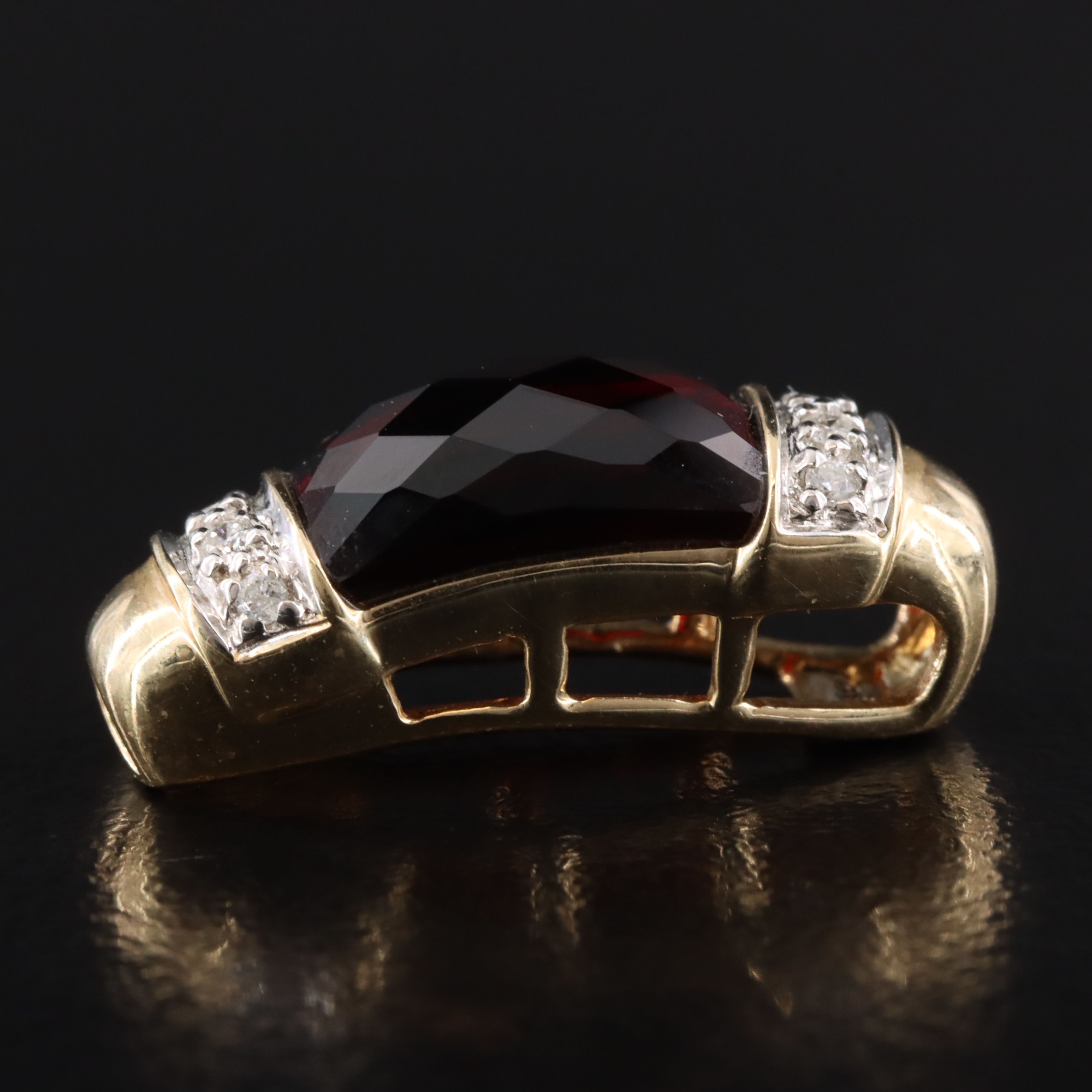 14K Garnet and Diamond Pendant