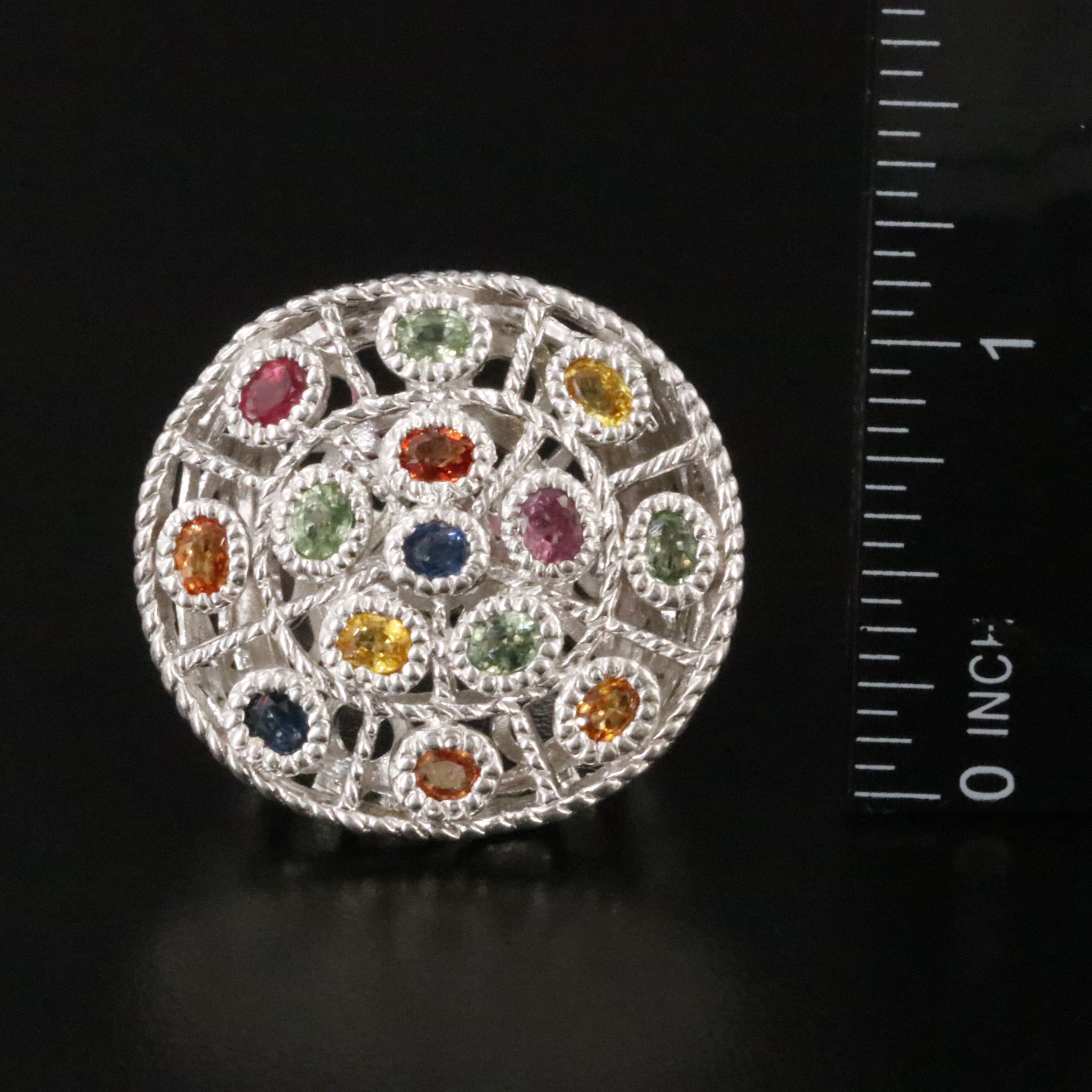 Sterling Multi Color Sapphire Ring