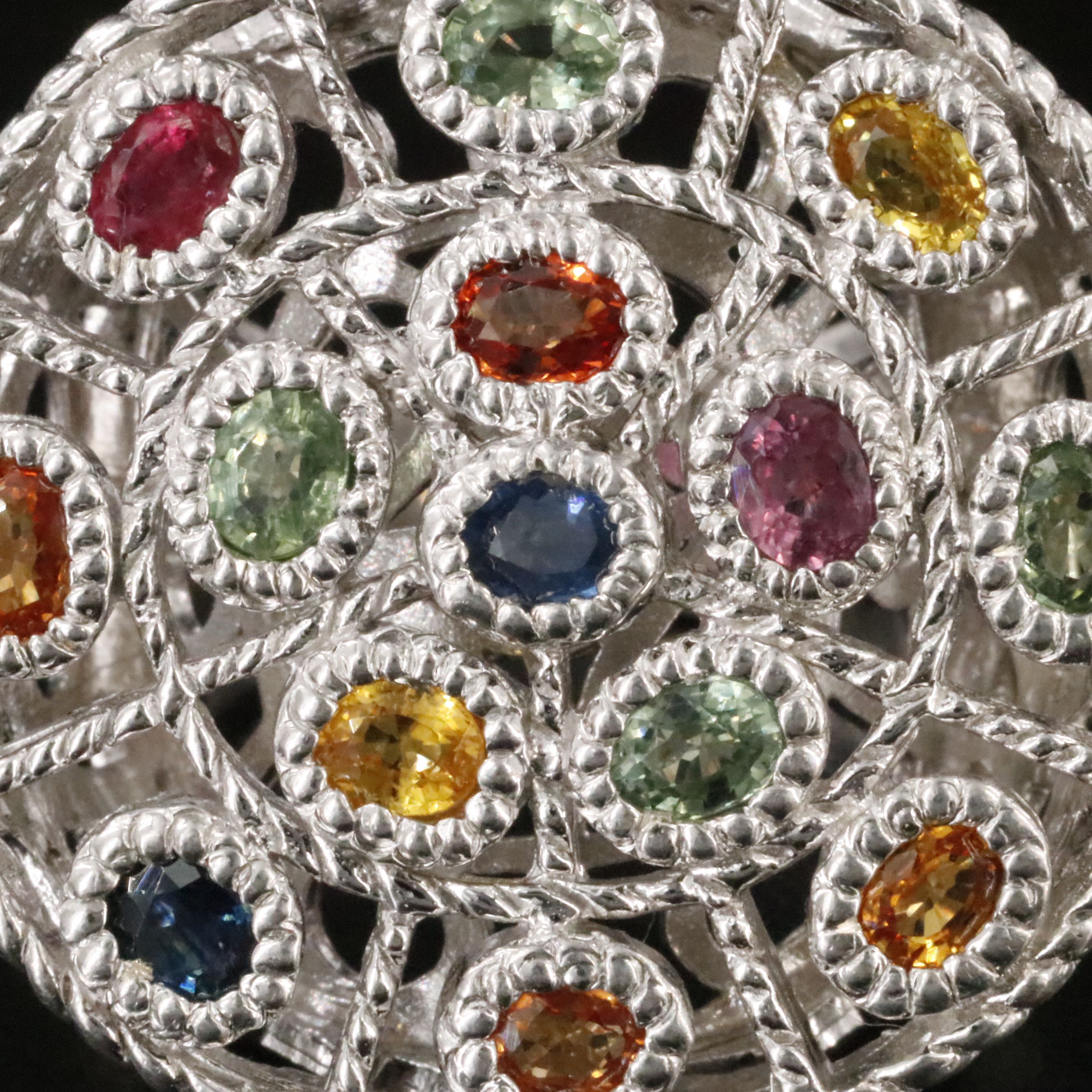 Sterling Multi Color Sapphire Ring