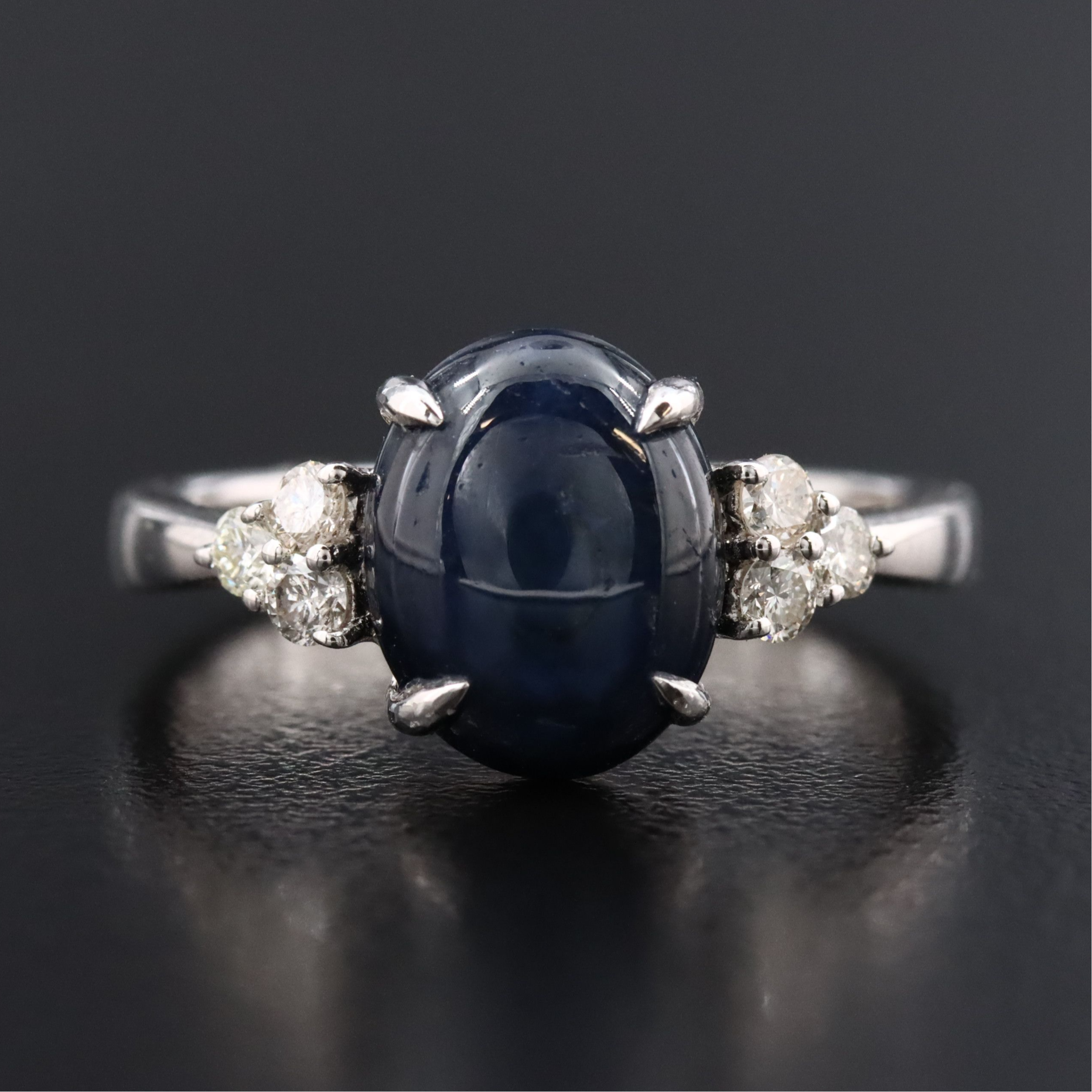 Oscar Friedman Sterling Star Sapphire and Diamond Ring