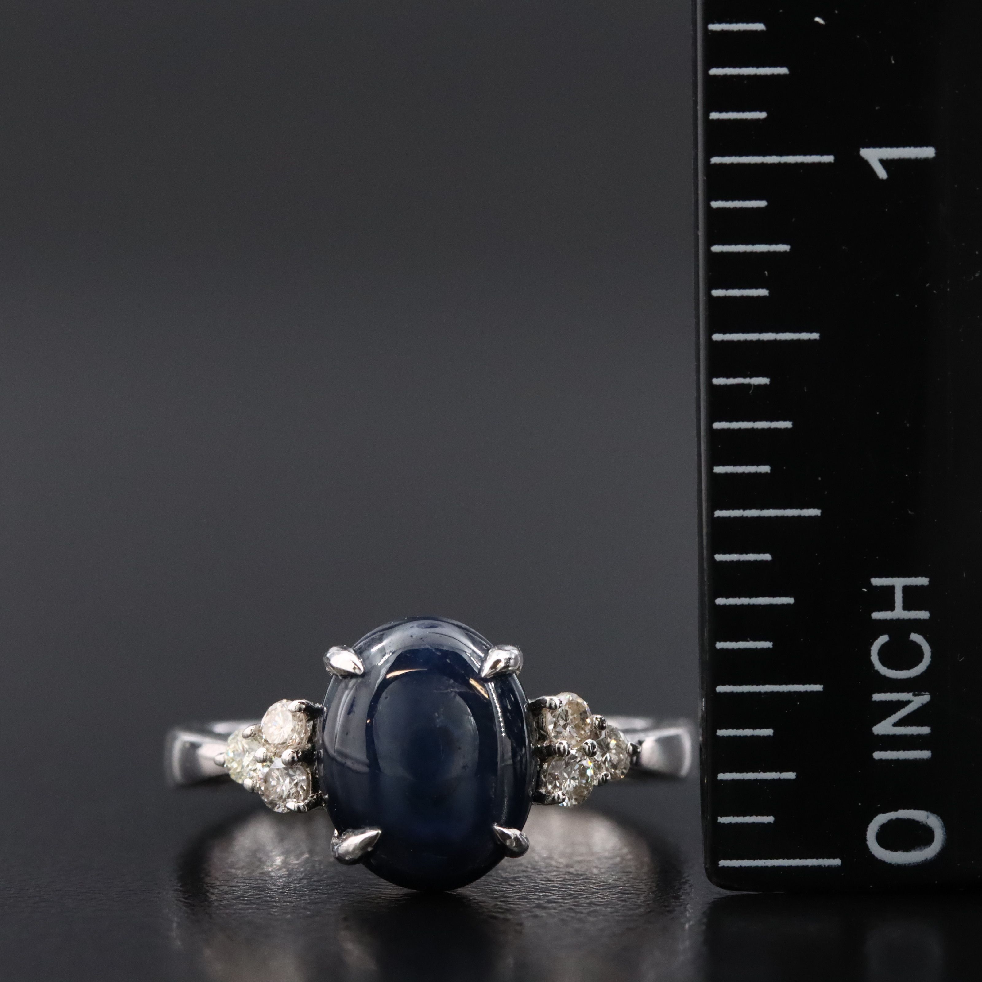 Oscar Friedman Sterling Star Sapphire and Diamond Ring