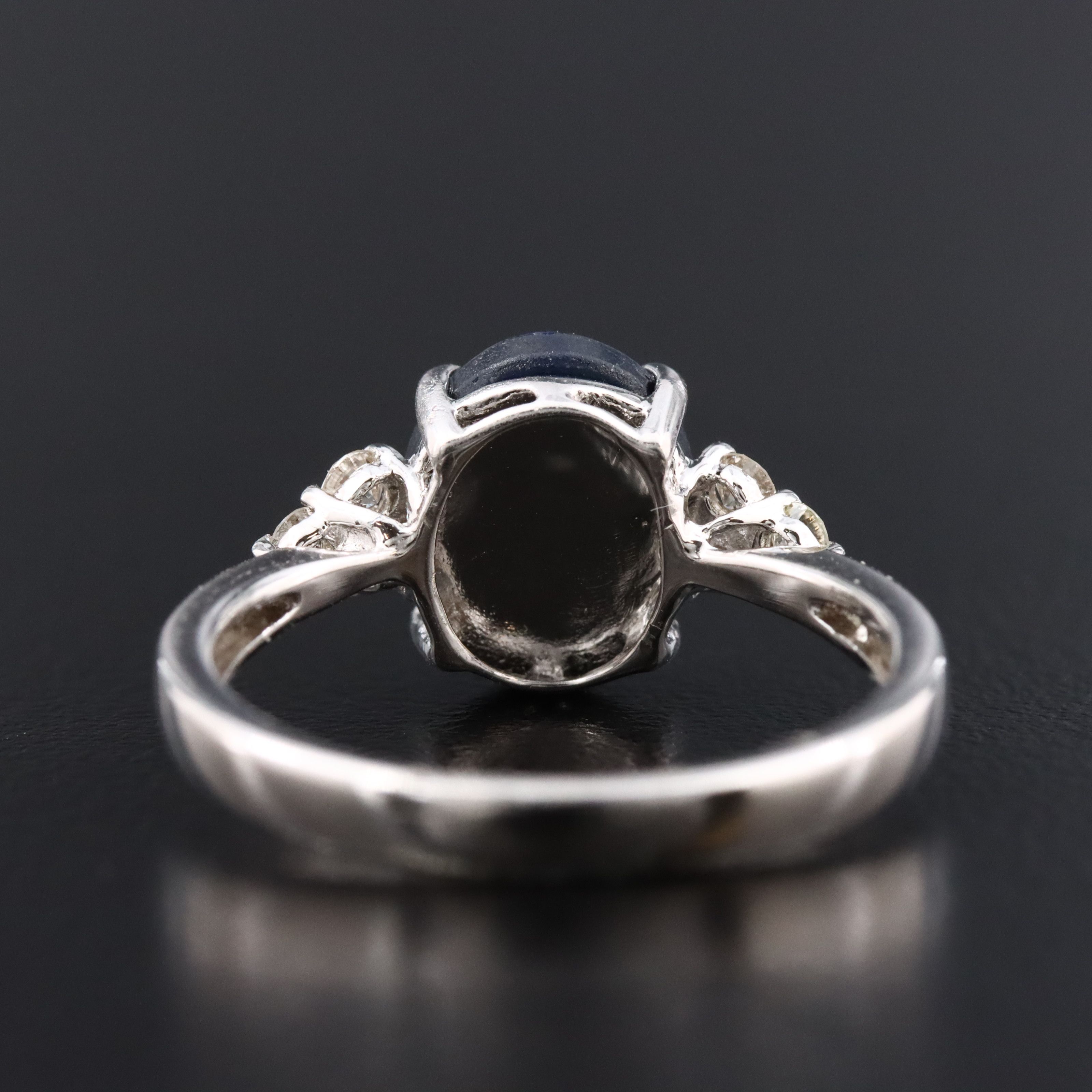 Oscar Friedman Sterling Star Sapphire and Diamond Ring