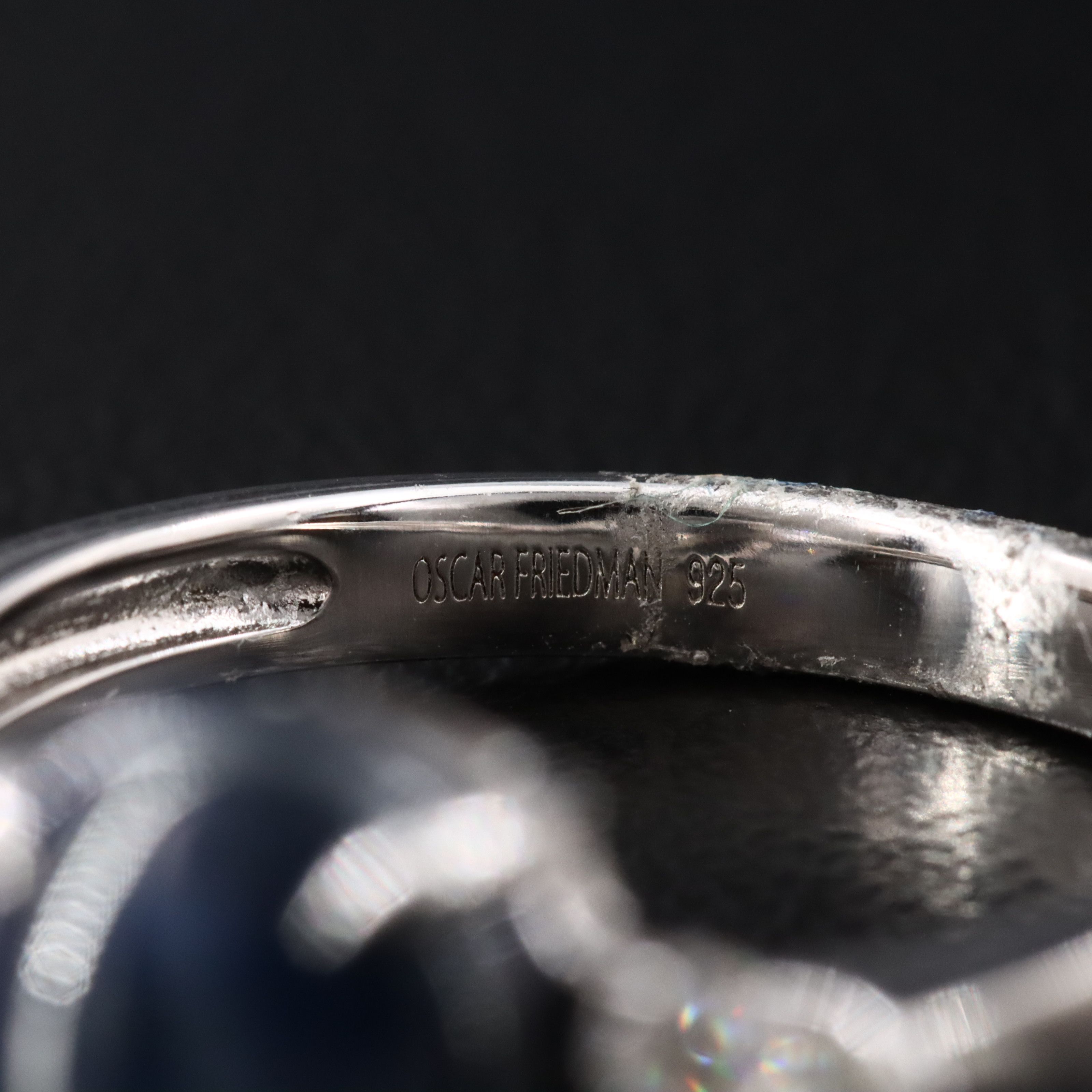 Oscar Friedman Sterling Star Sapphire and Diamond Ring