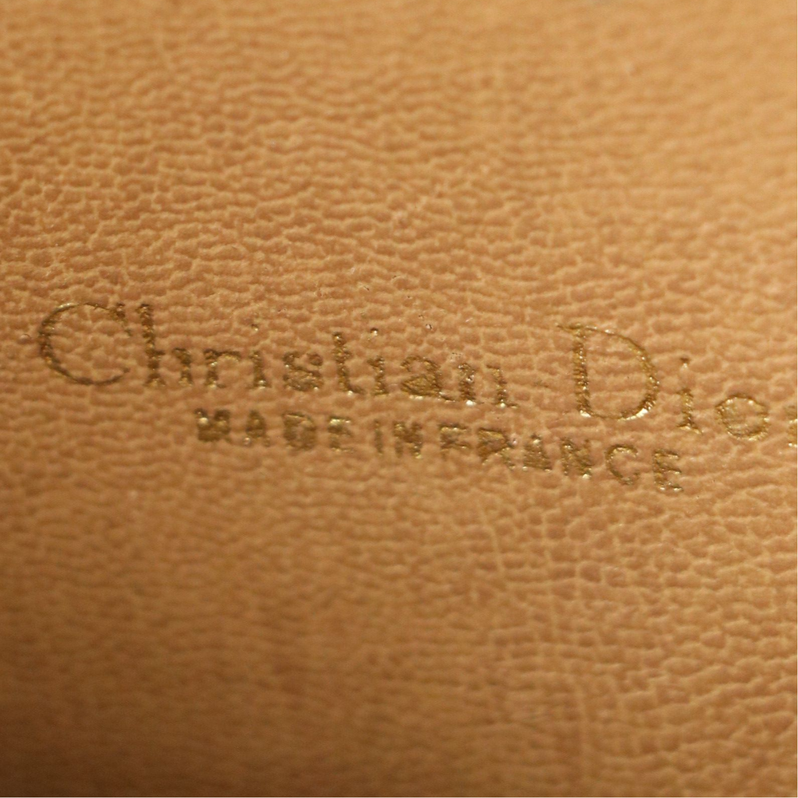 Christian Dior Zip Pouch in Beige Honeycomb Canvas and Brown Leather