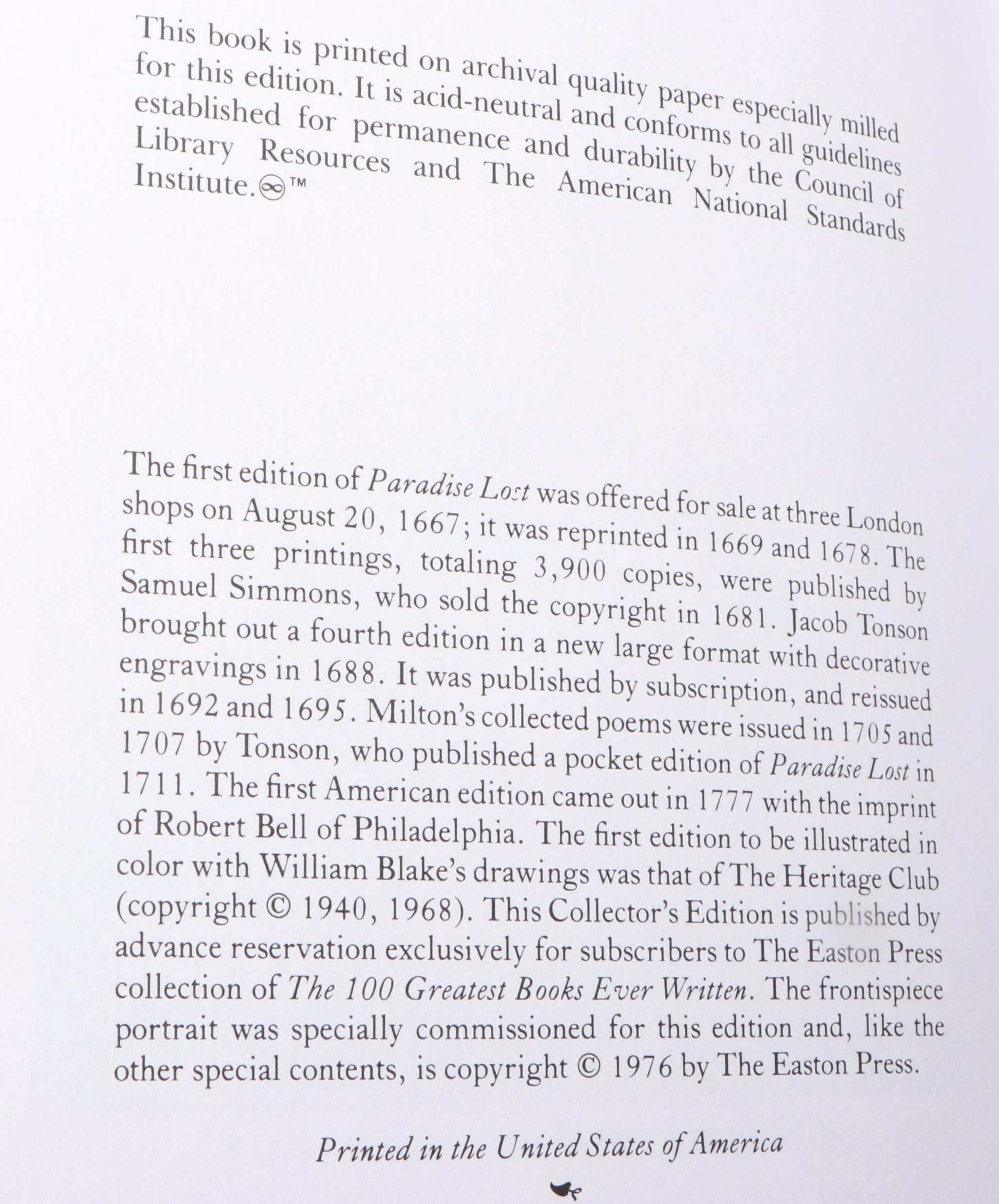 Easton Press "Paradise Lost" by John Milton and More Books