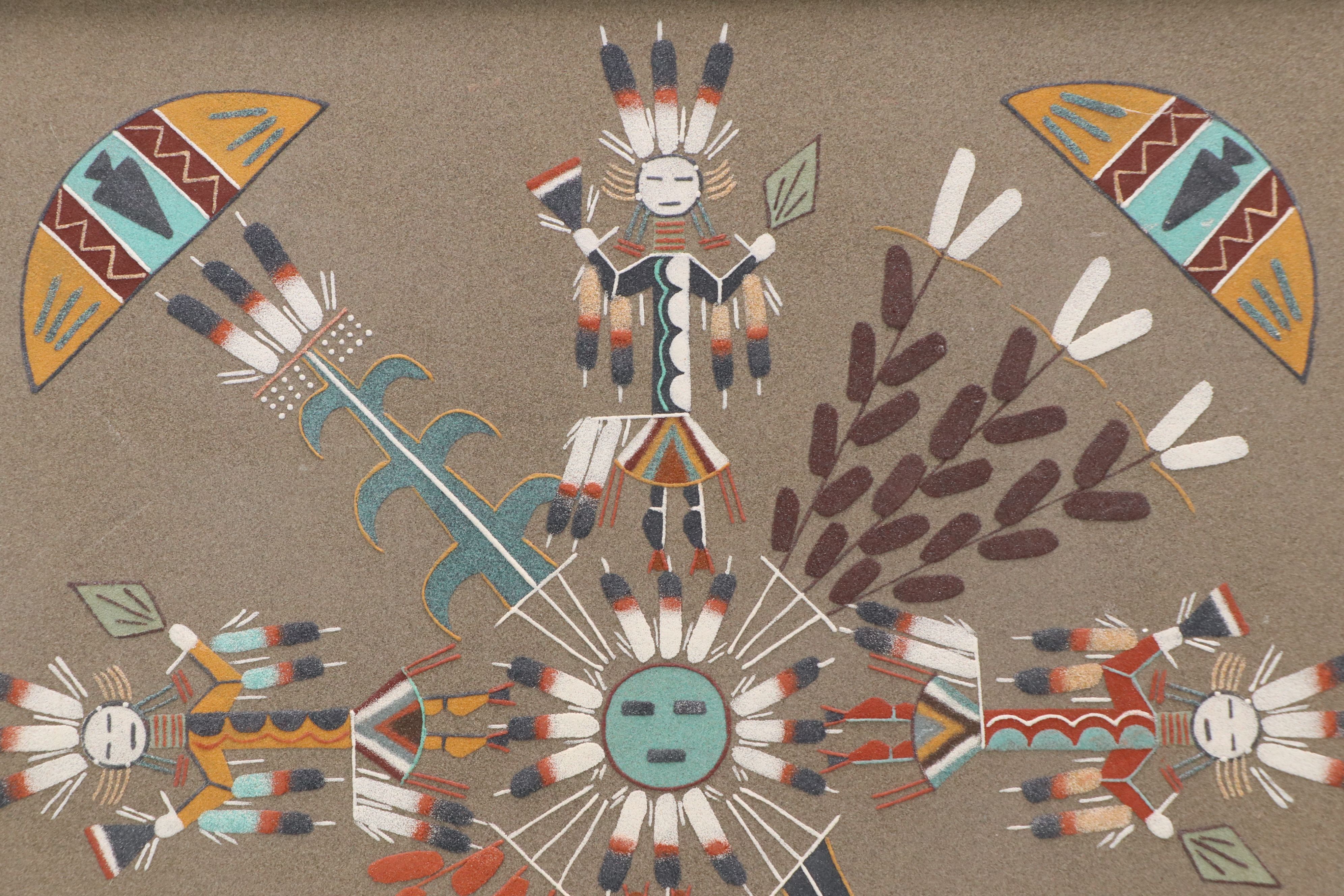 Navajo Sand Painting "Four Houses of the Sun" Framed Art
