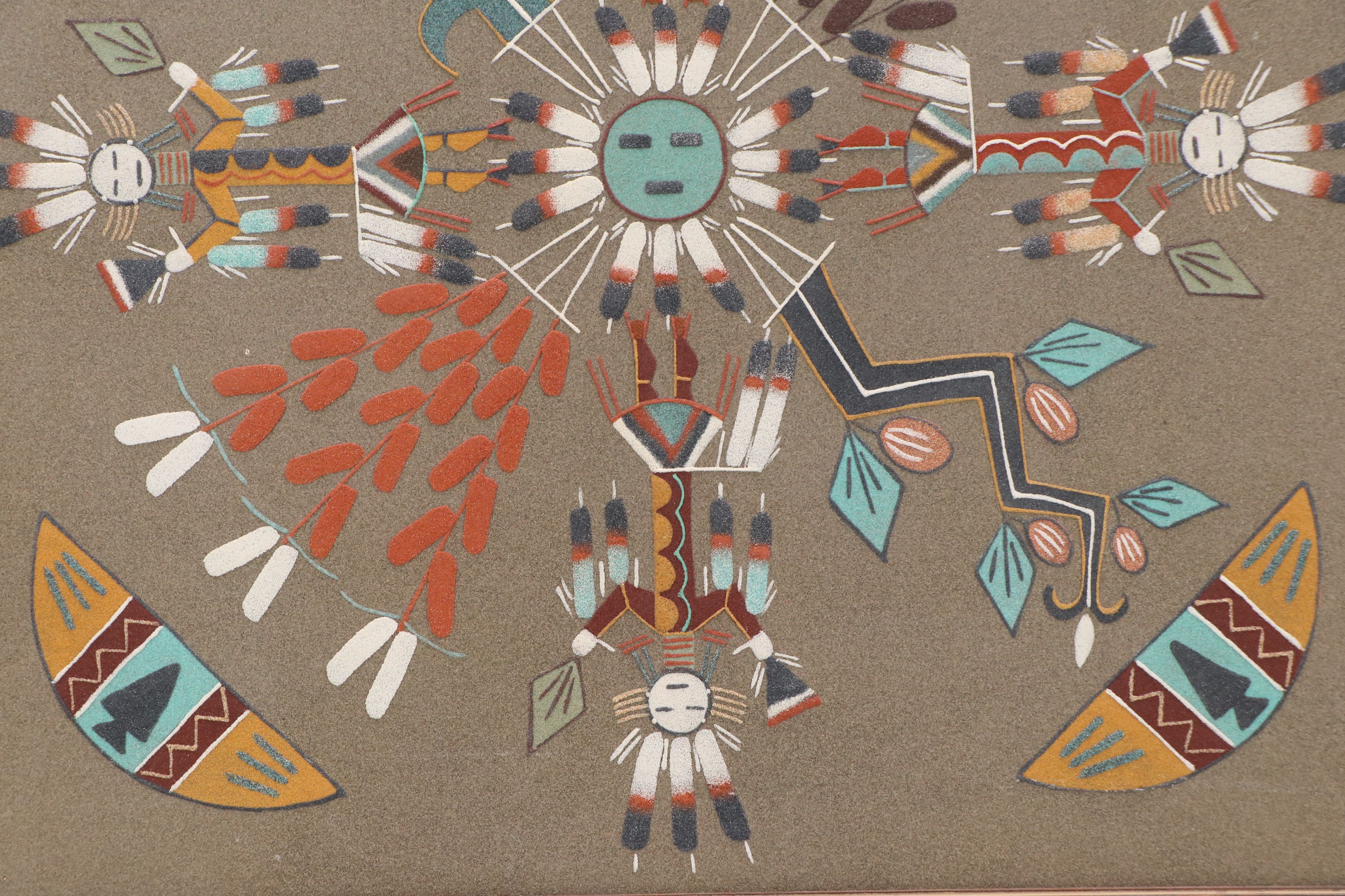 Navajo Sand Painting "Four Houses of the Sun" Framed Art