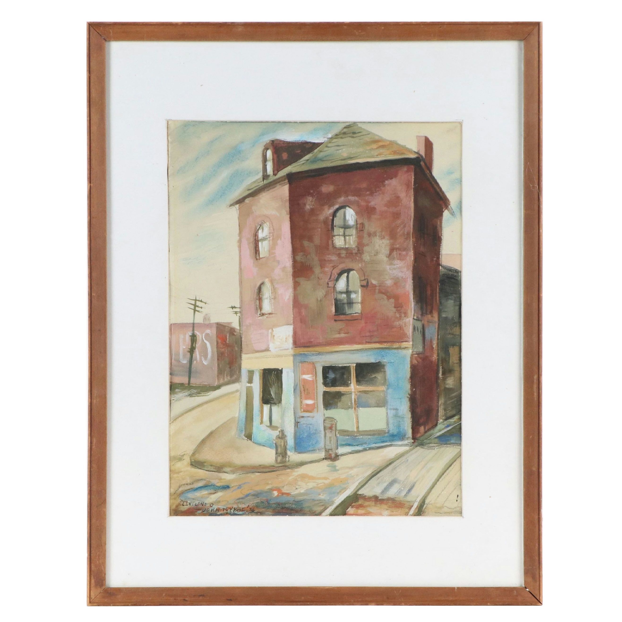 John Teyral Watercolor Painting "Cleveland O," 1936