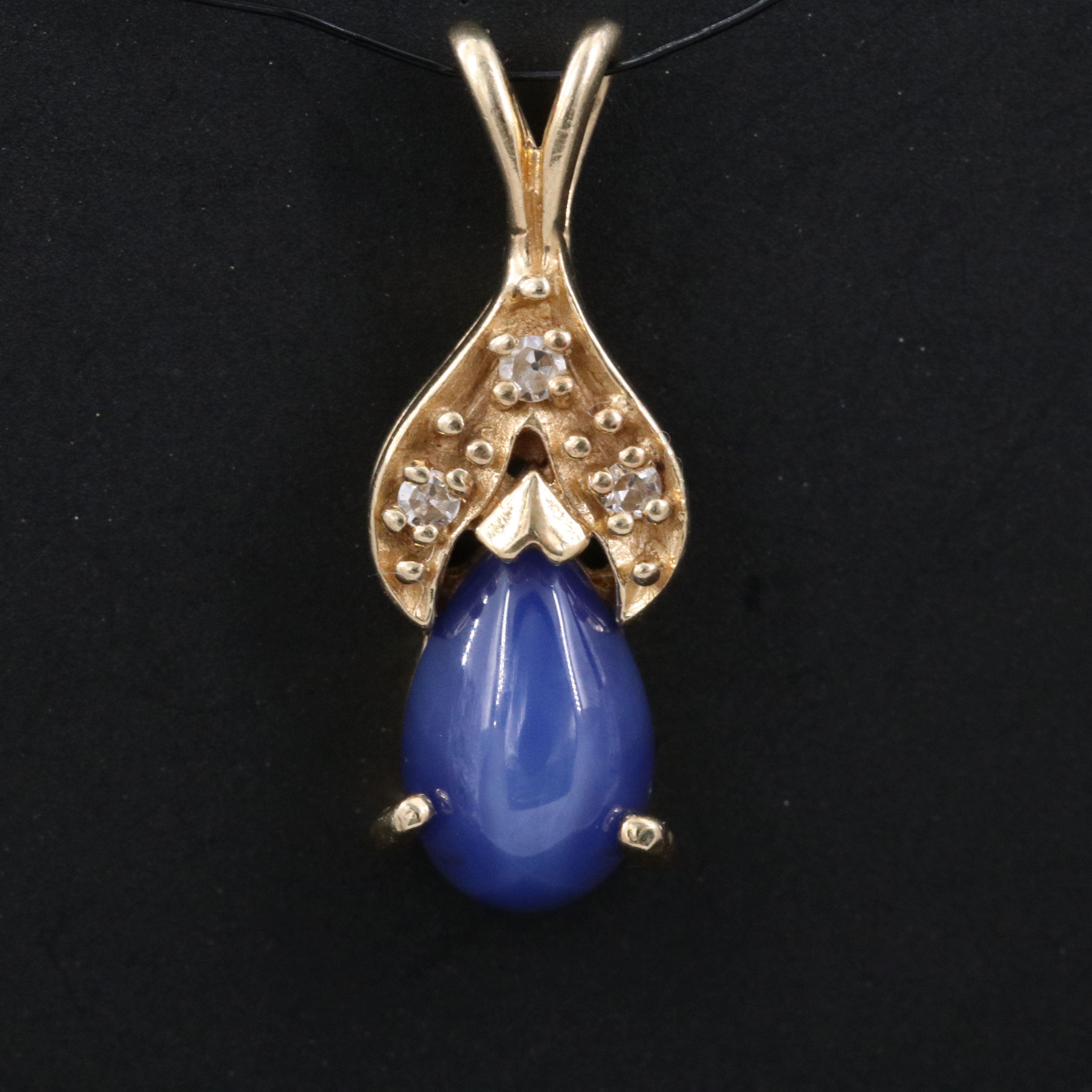 14K Star Sapphire and Diamond Pendant