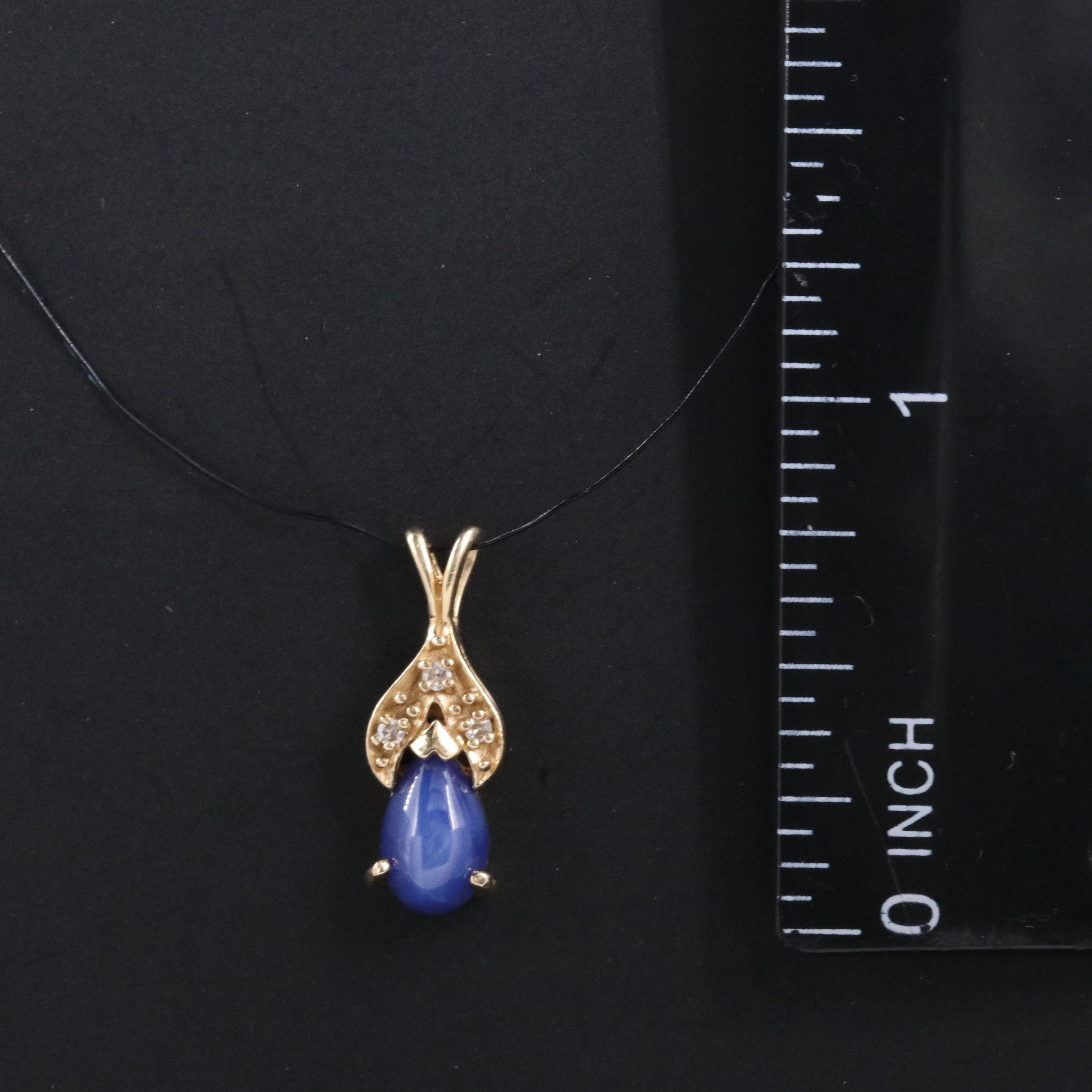 14K Star Sapphire and Diamond Pendant