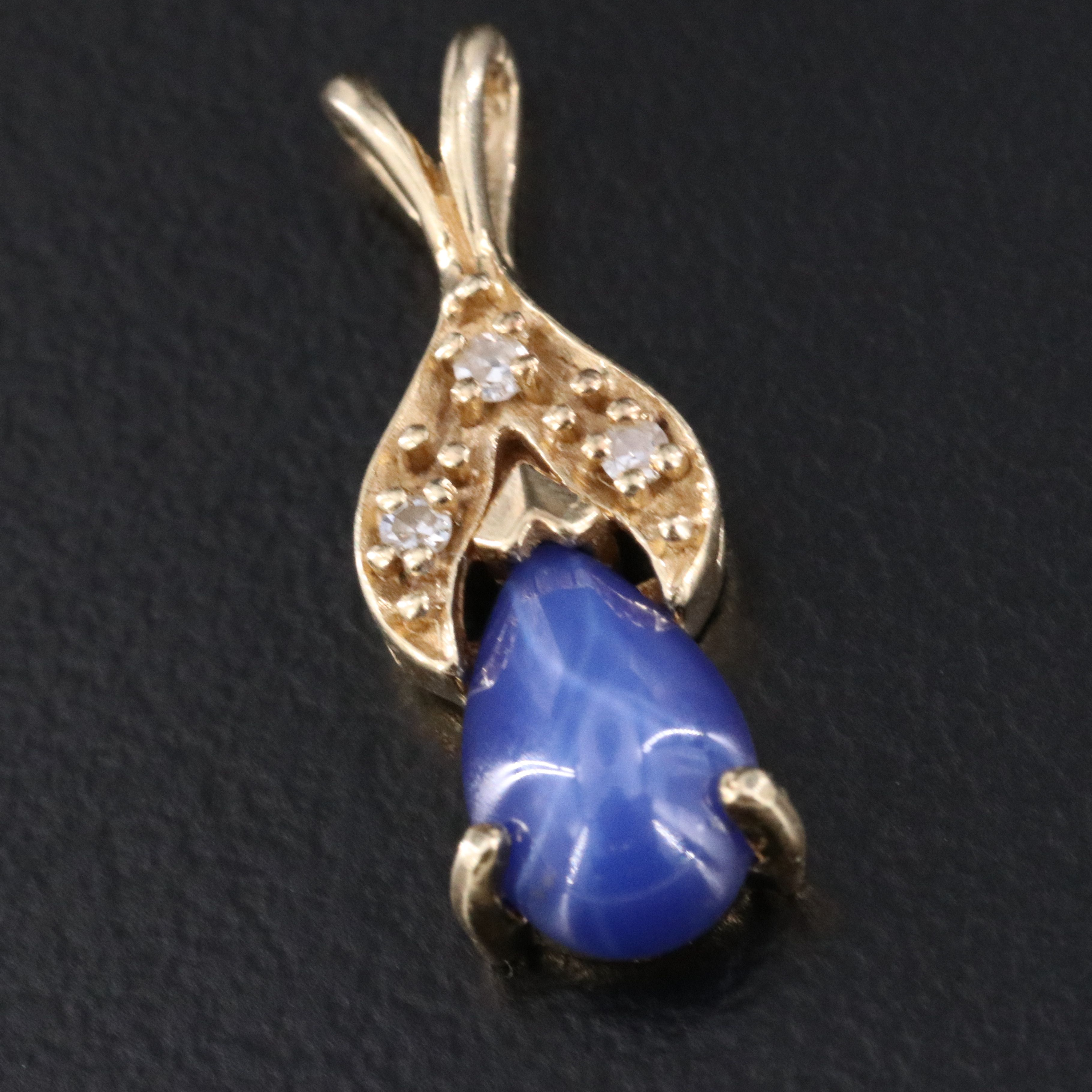14K Star Sapphire and Diamond Pendant
