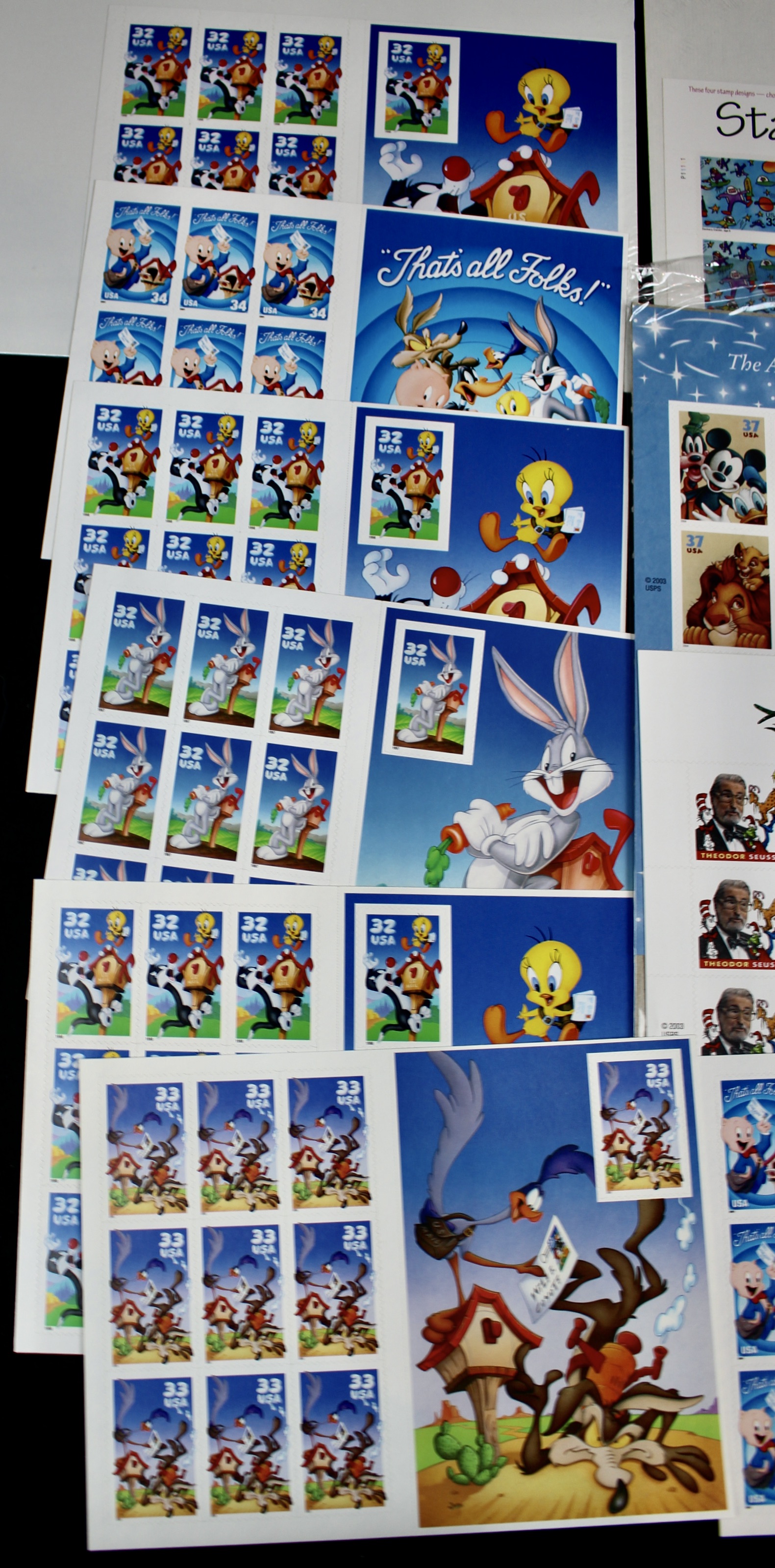 Miniature U.S. Postage Stamp Sheet Collection, Including Comics, Superheroes