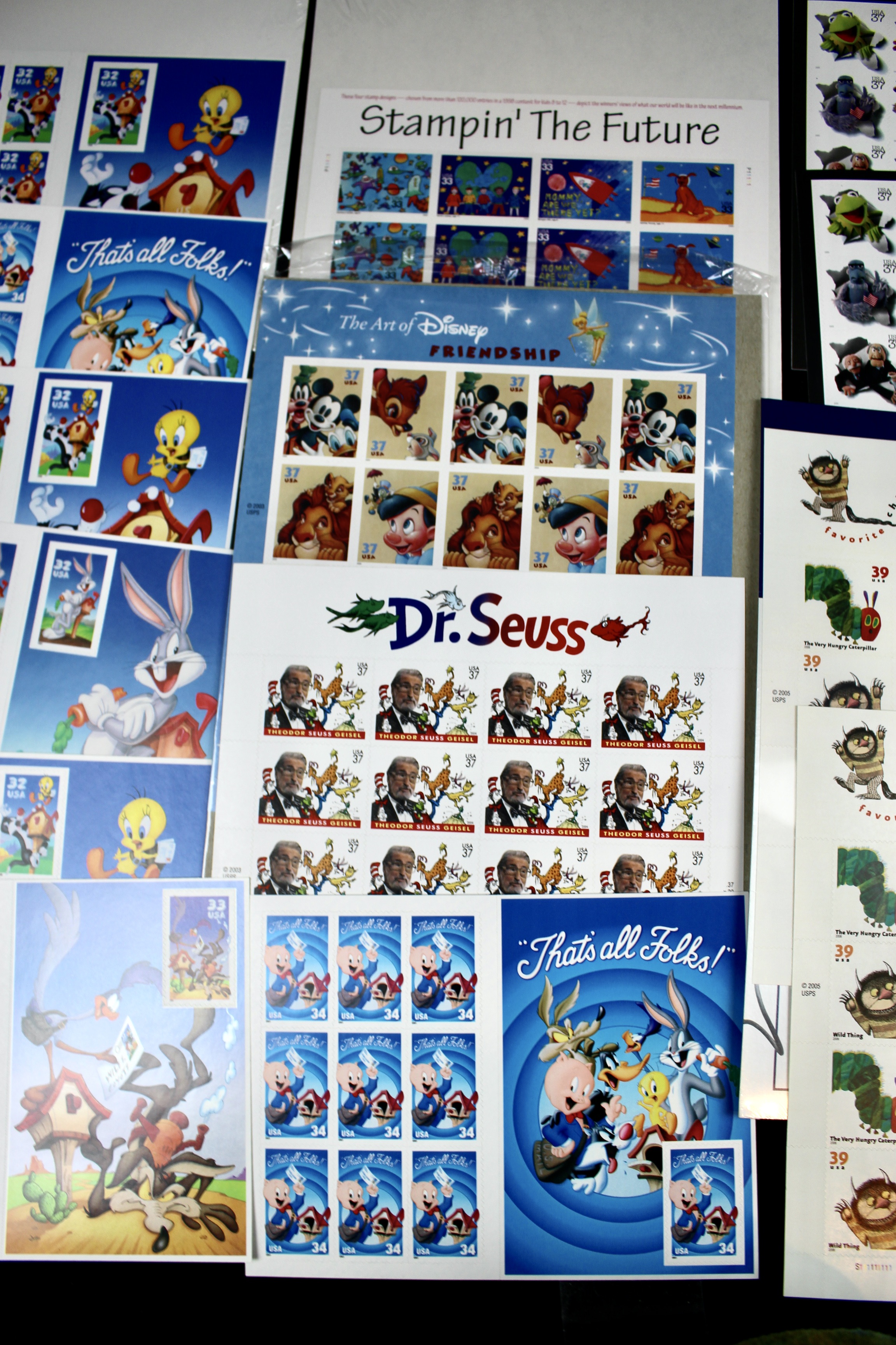 Miniature U.S. Postage Stamp Sheet Collection, Including Comics, Superheroes