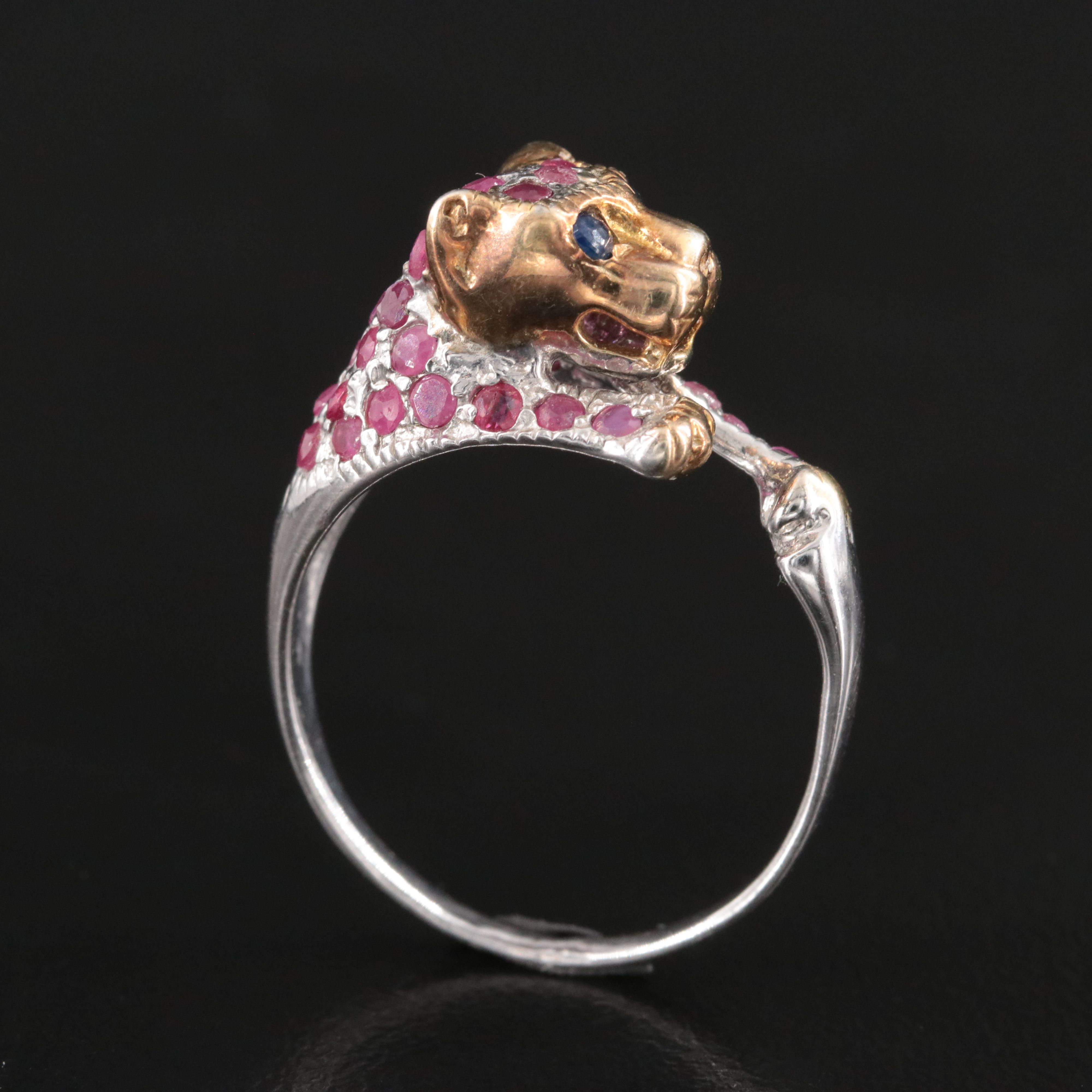 Sterling Ruby and Sapphire Jaguar Ring