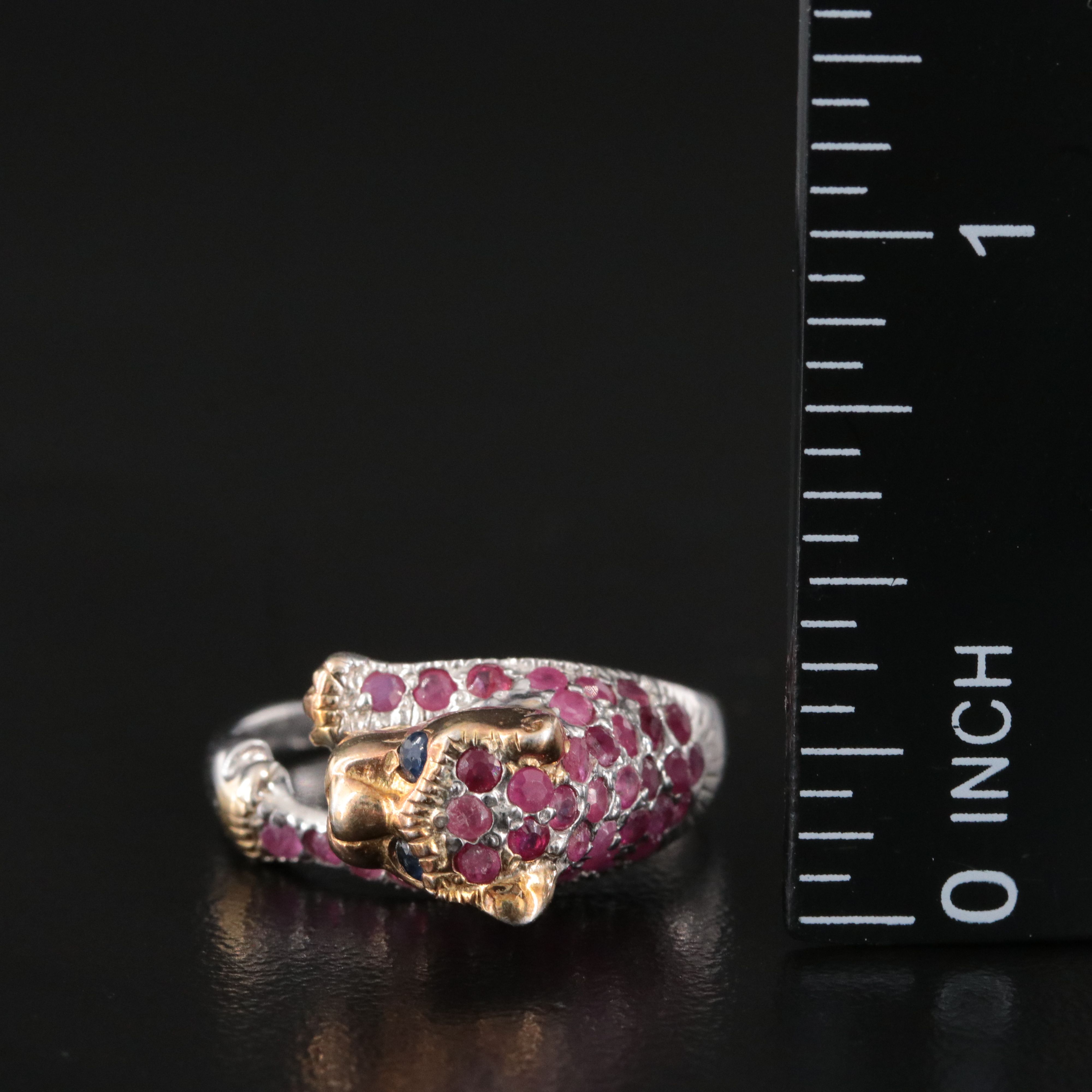 Sterling Ruby and Sapphire Jaguar Ring