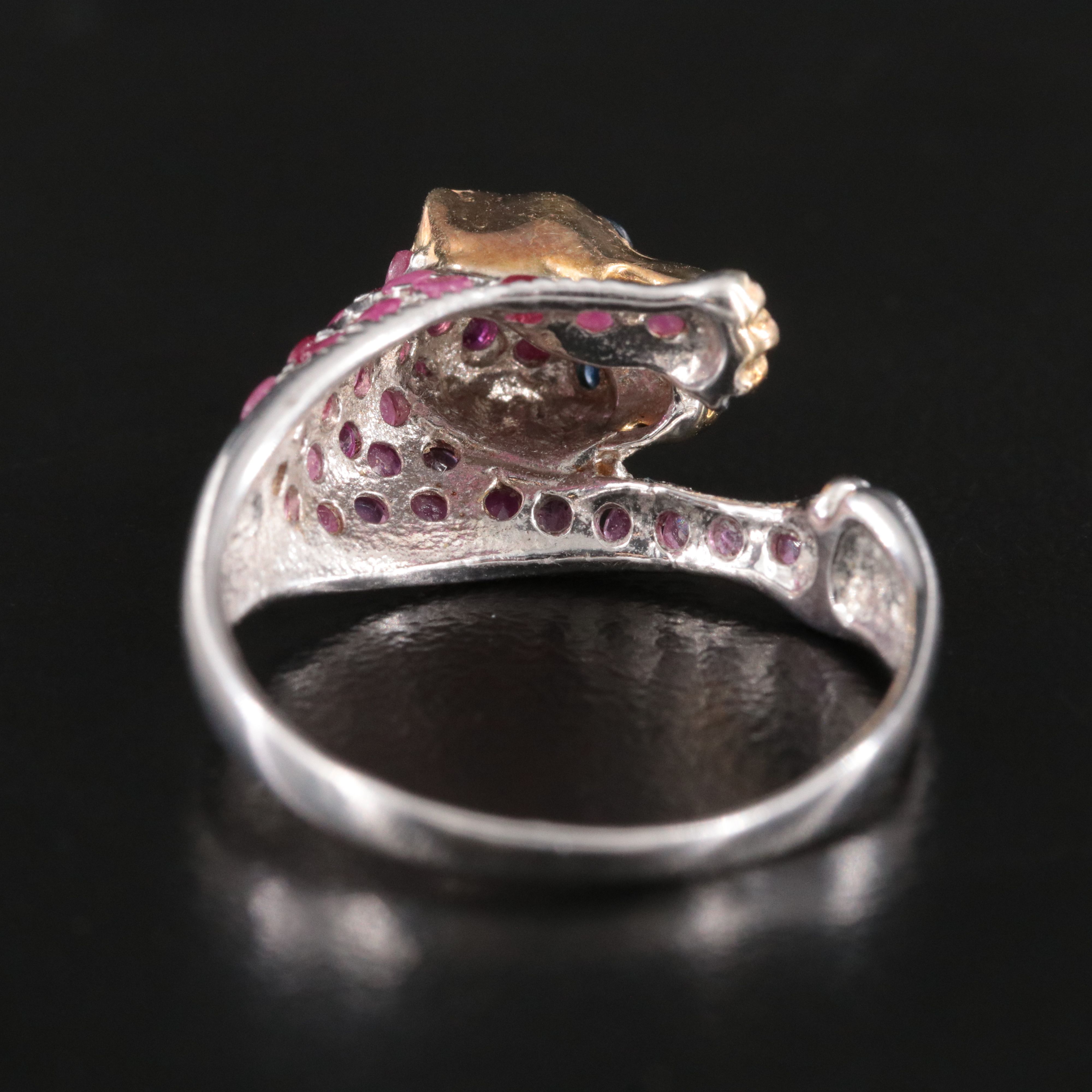 Sterling Ruby and Sapphire Jaguar Ring