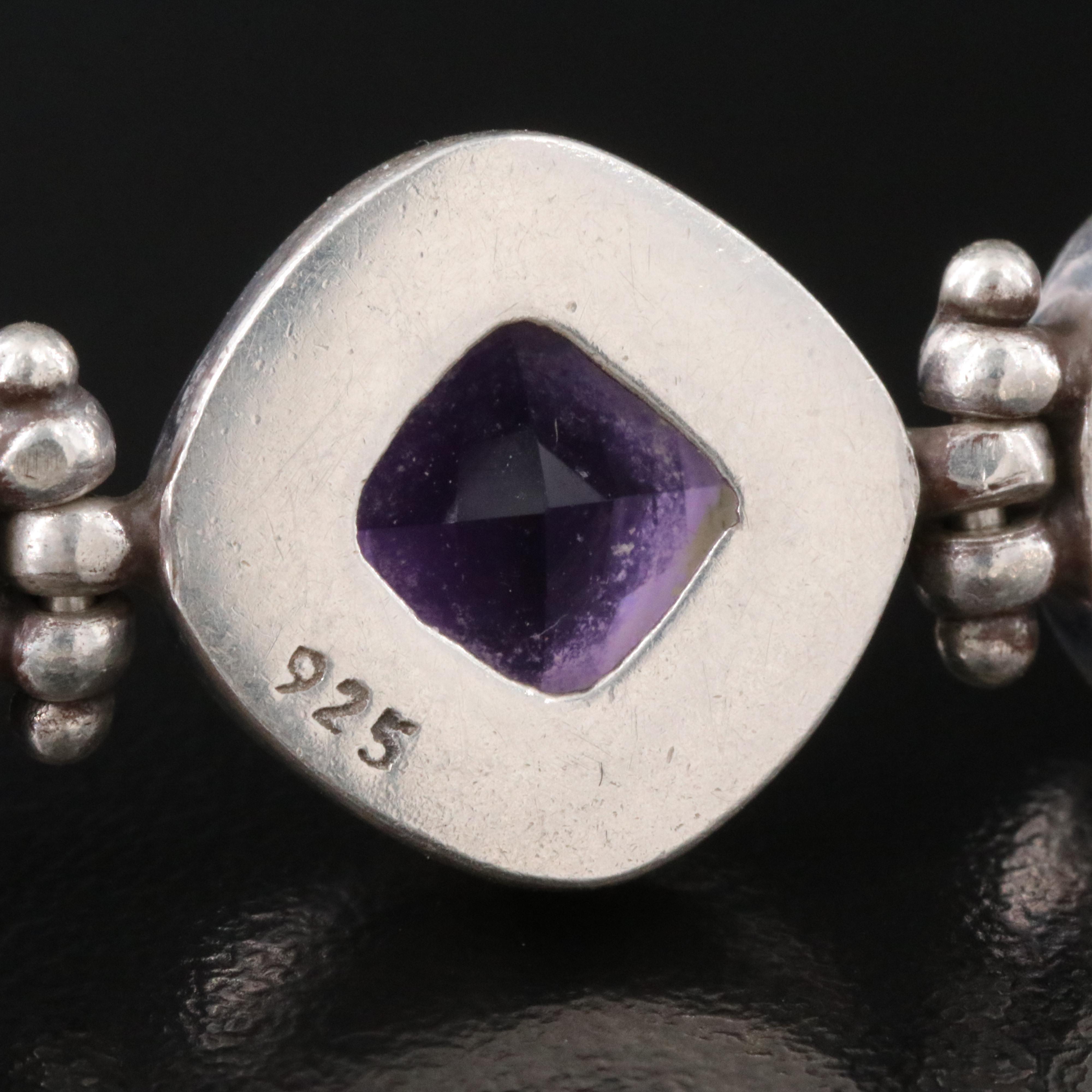 Sterling Gemstone Bracelet Including Amethyst, Peridot and Smoky Quartz