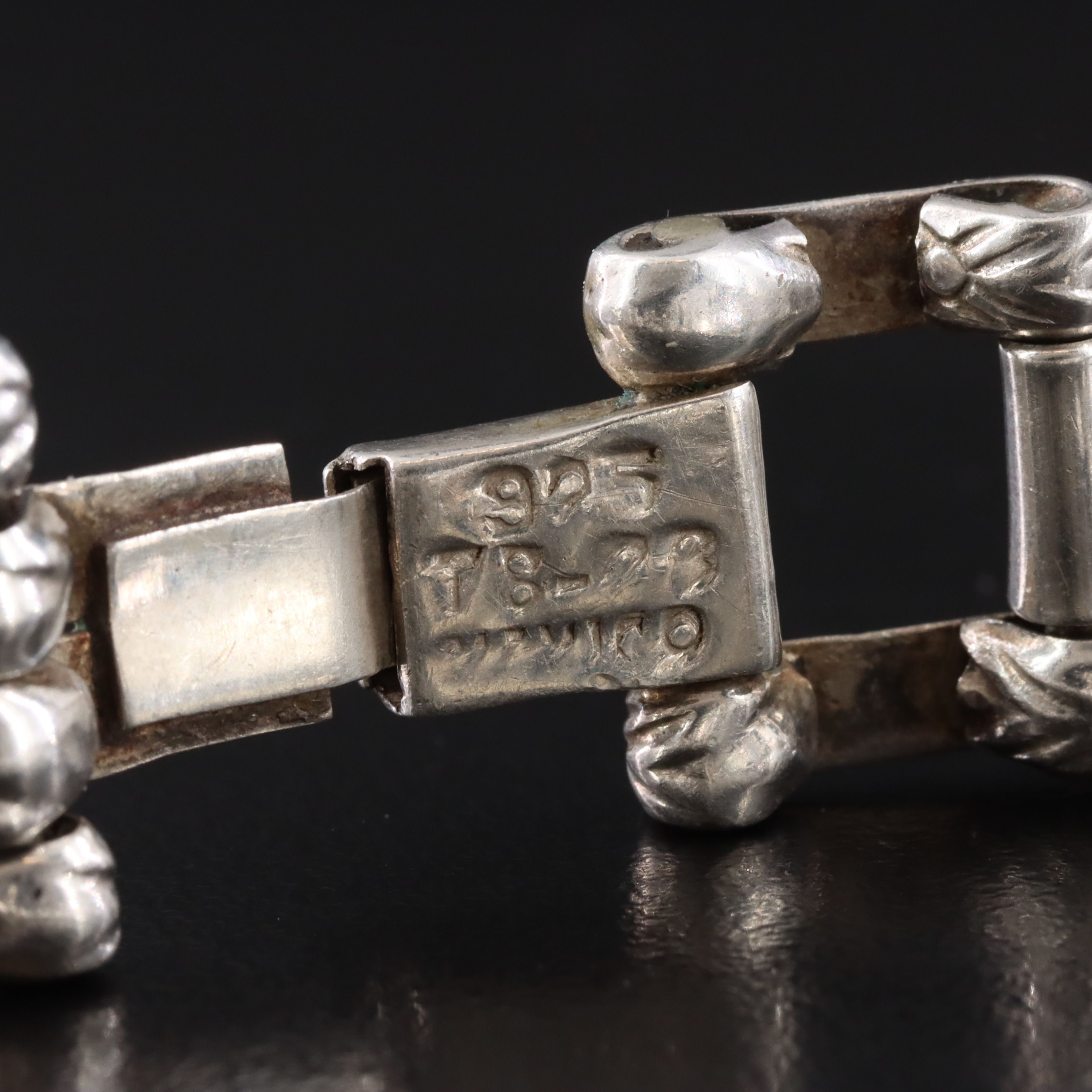 Mexican Sterling Link Bracelet with Brass Accents