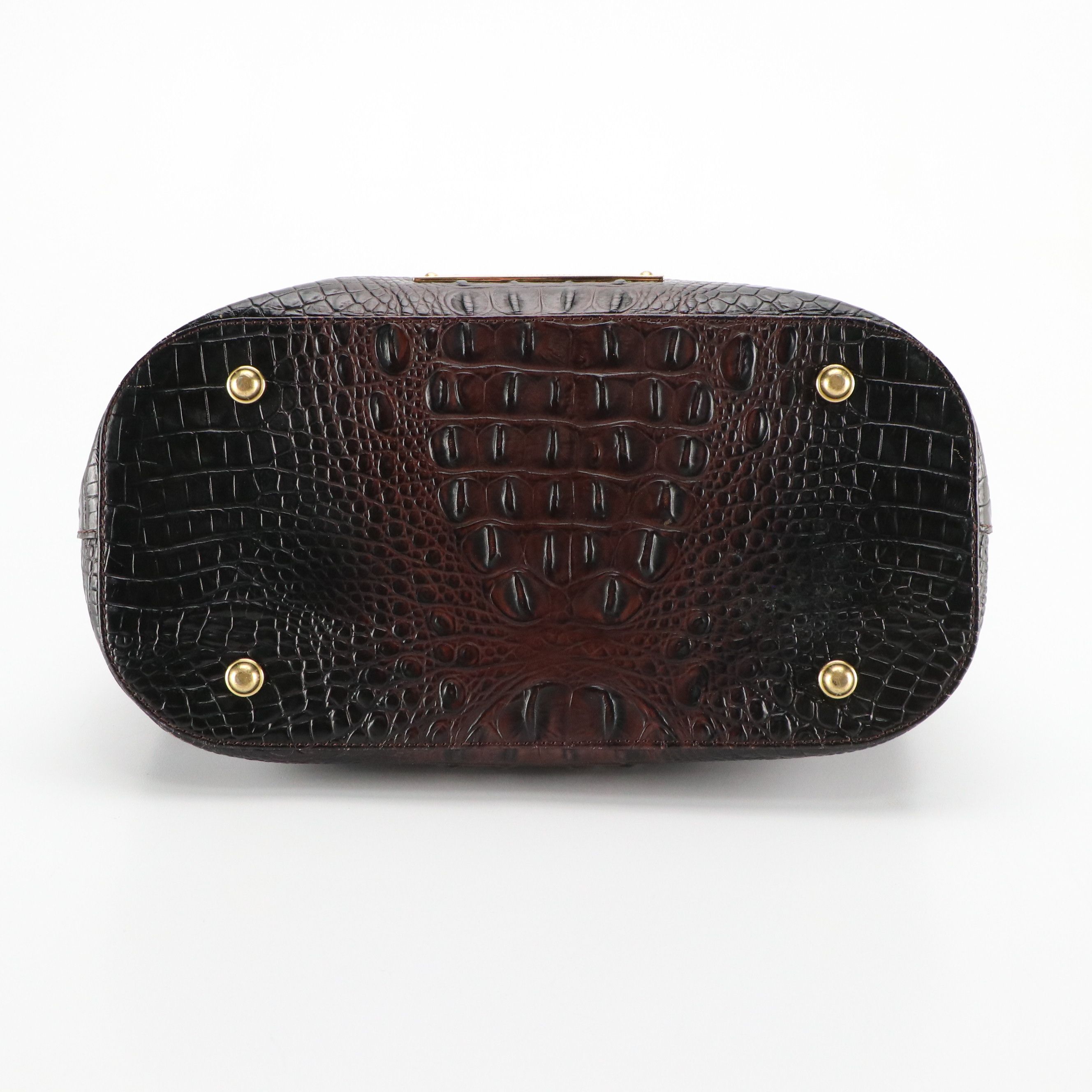 Brahmin Camden Bucket Shoulder Bag in Mahogany Melbourne Croc Embossed Leather