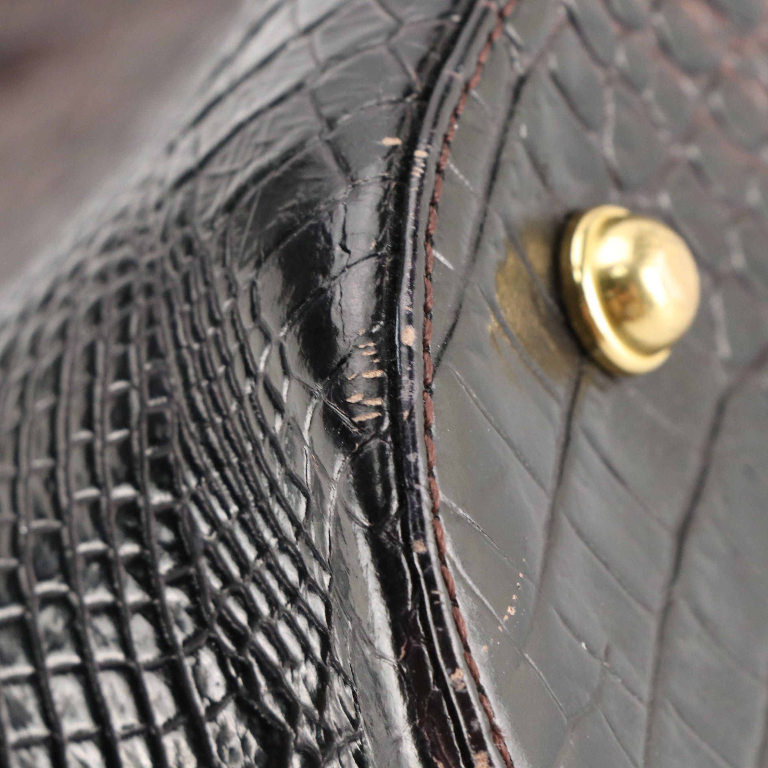 Brahmin Camden Bucket Shoulder Bag in Mahogany Melbourne Croc Embossed Leather