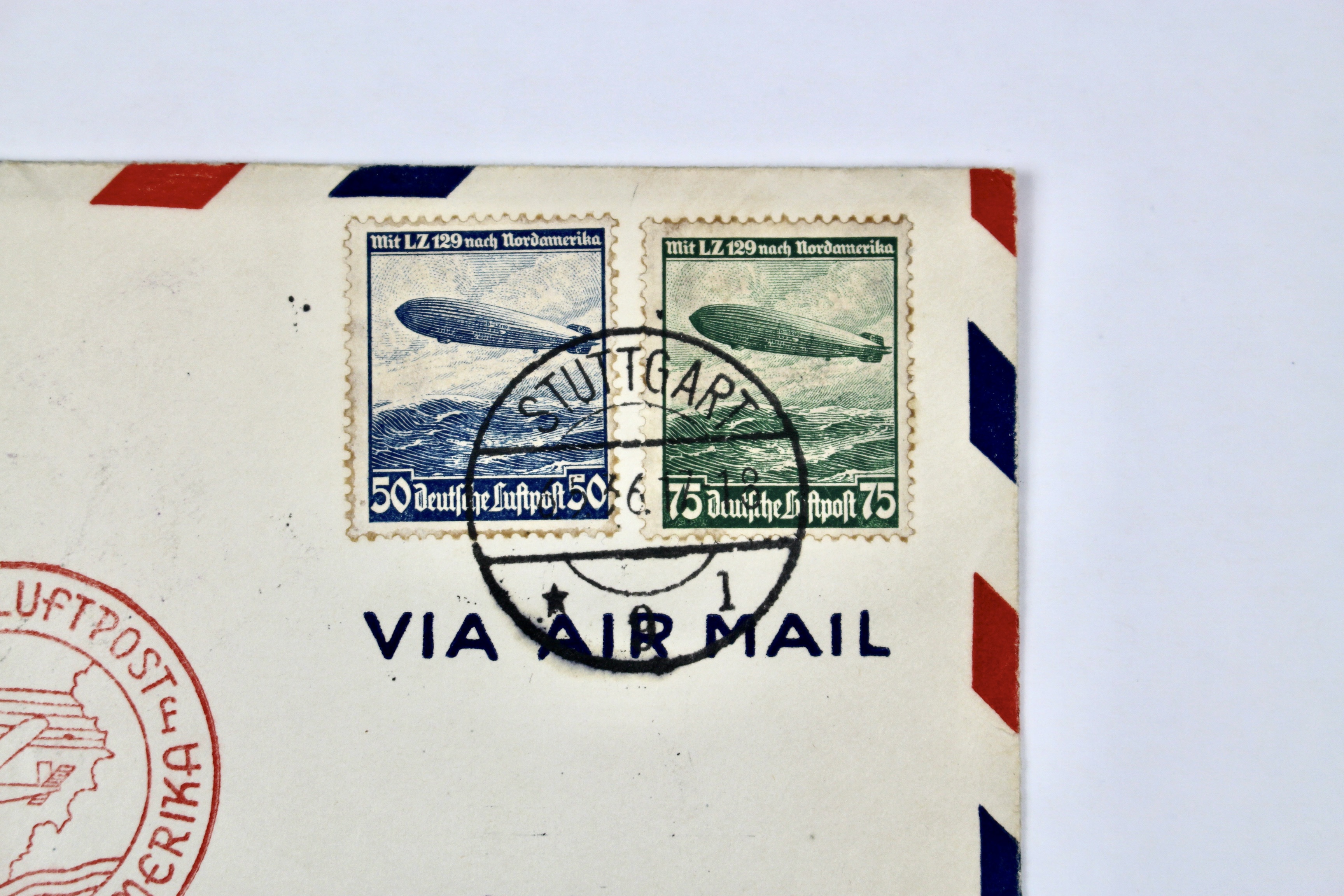 Hindenburg 1936 Graf Zeppelin Postal Cover, Germany to Lakehurst, NJ.
