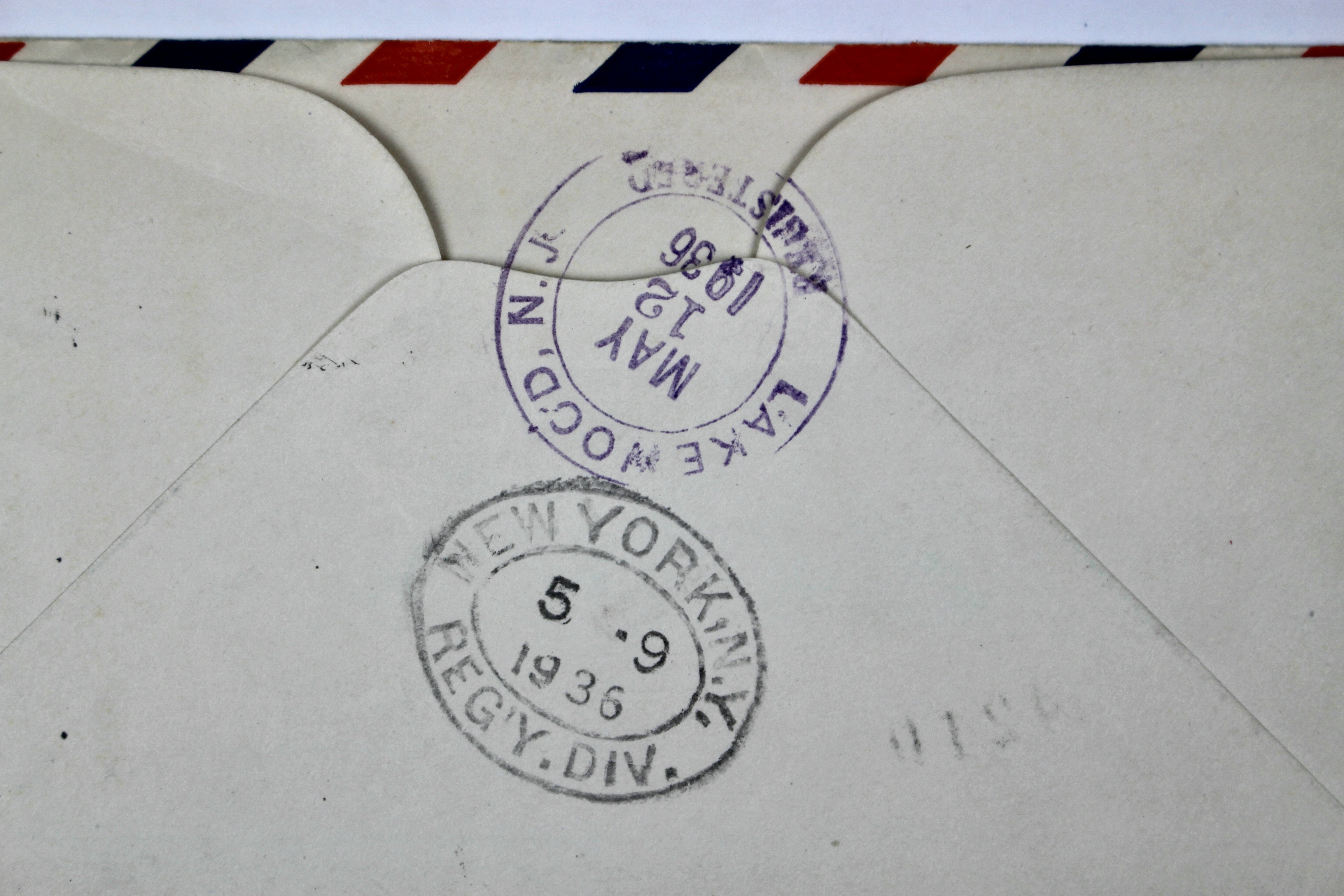 Hindenburg 1936 Graf Zeppelin Postal Cover, Germany to Lakehurst, NJ.