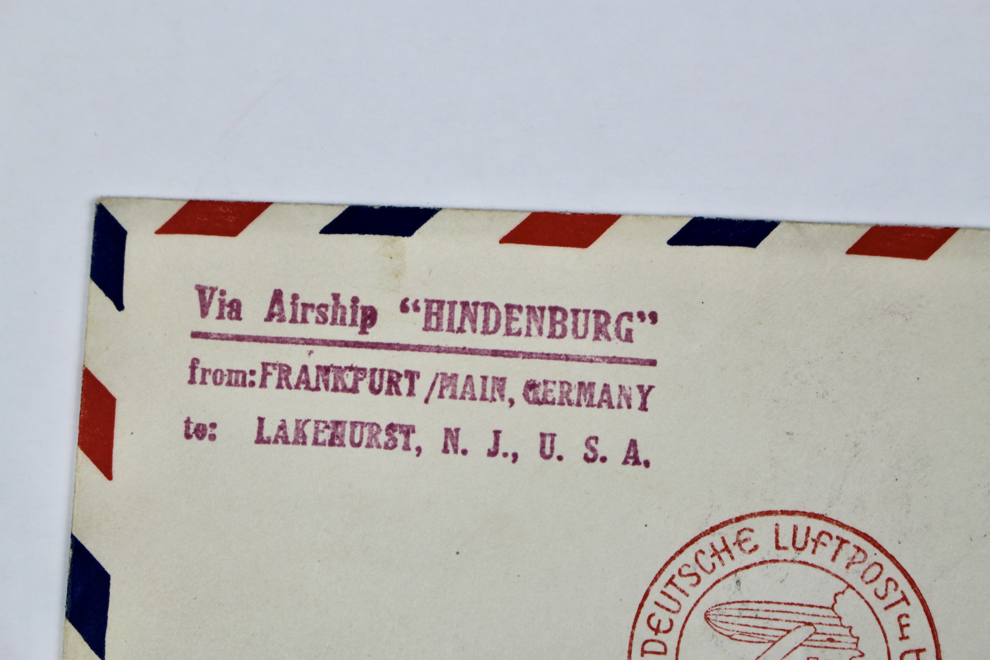 Hindenburg 1936 Graf Zeppelin Postal Cover, Germany to Lakehurst, NJ.