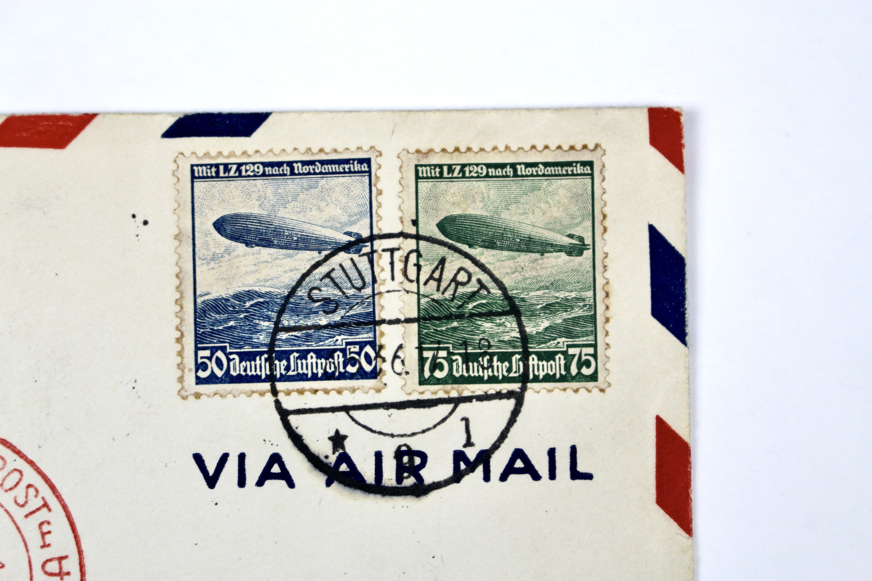 Hindenburg 1936 Graf Zeppelin Postal Cover, Germany to Lakehurst, NJ.