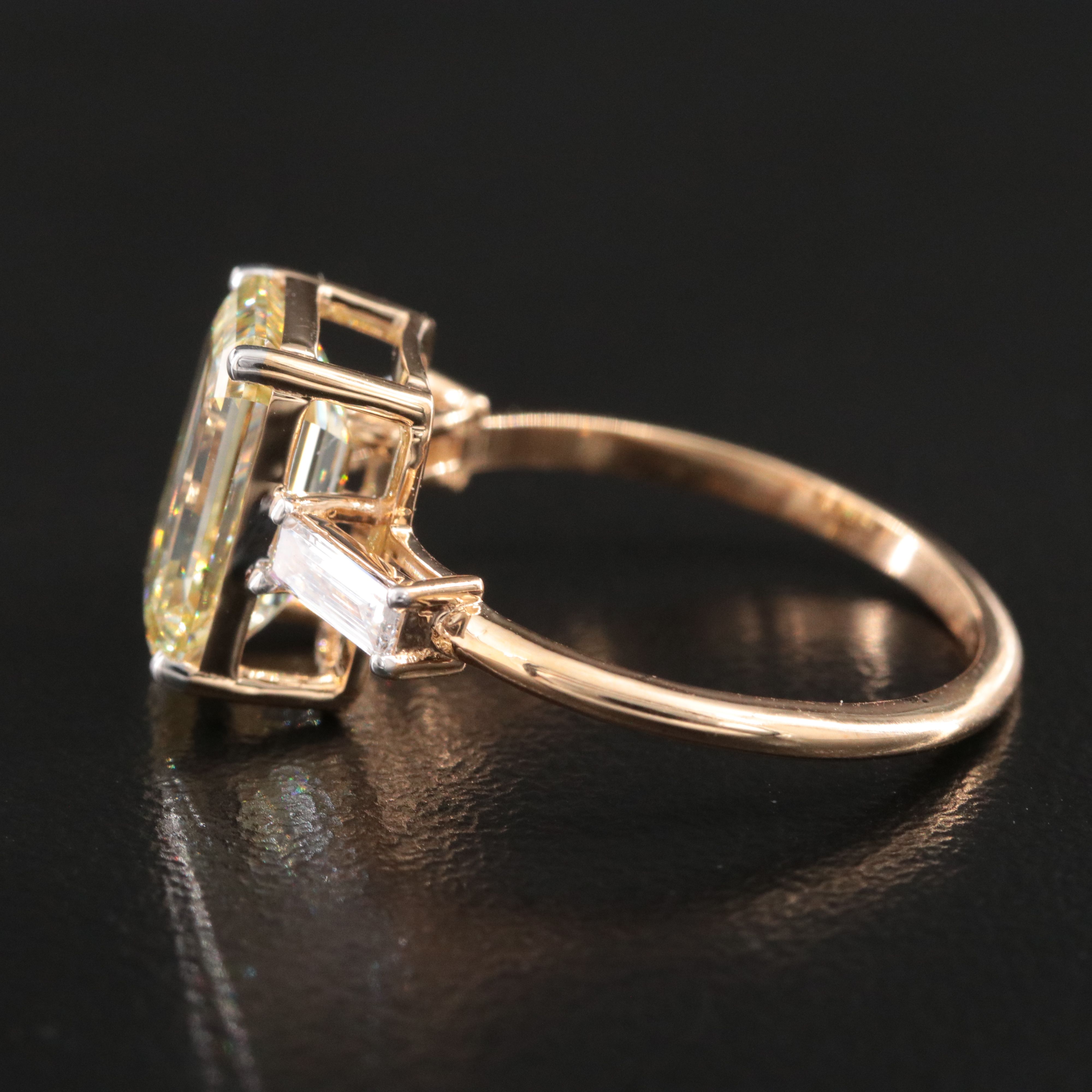 18K 3.23 CTW Lab Grown Diamond Ring w/ Fancy Light Yellow Center and IGI Report