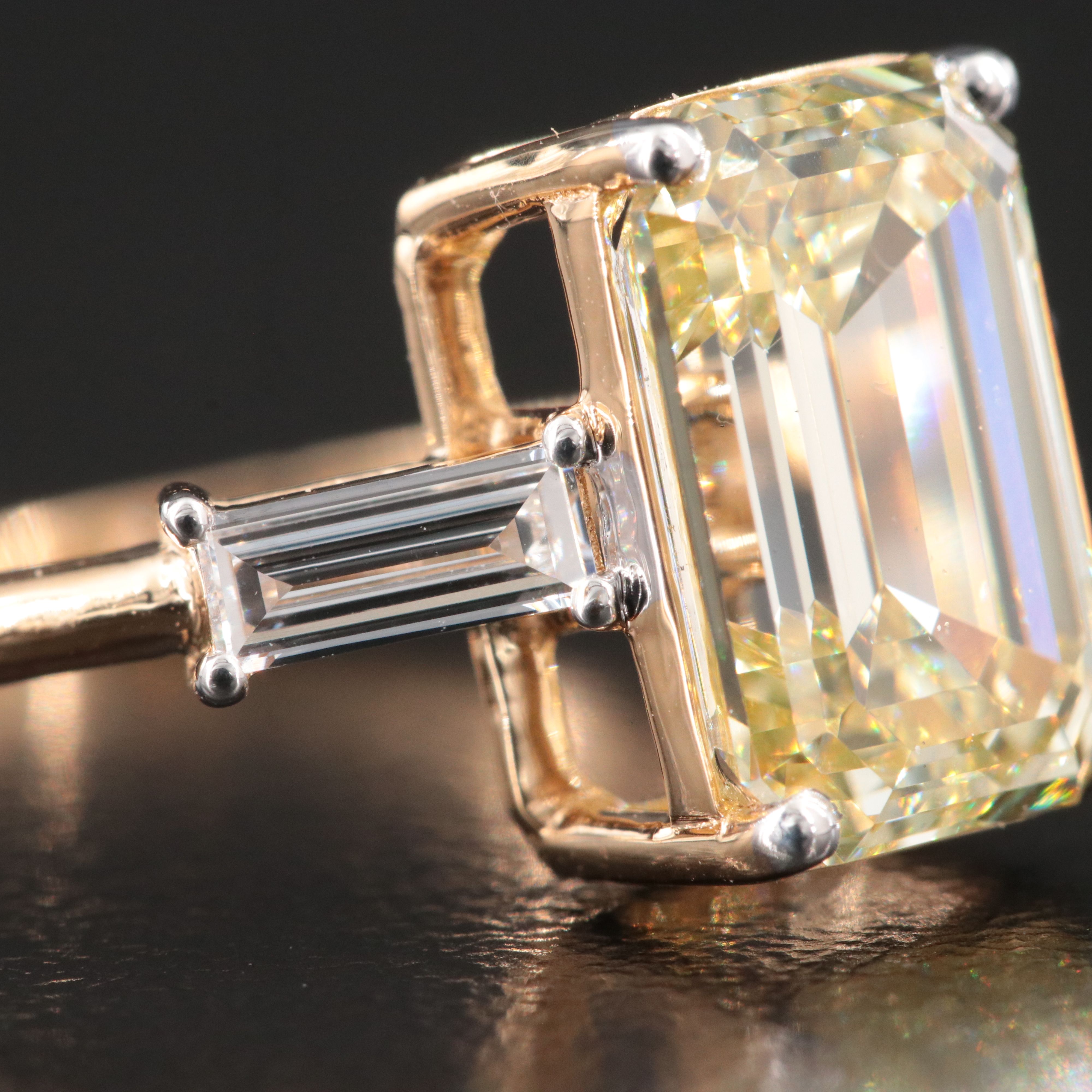 18K 3.23 CTW Lab Grown Diamond Ring w/ Fancy Light Yellow Center and IGI Report