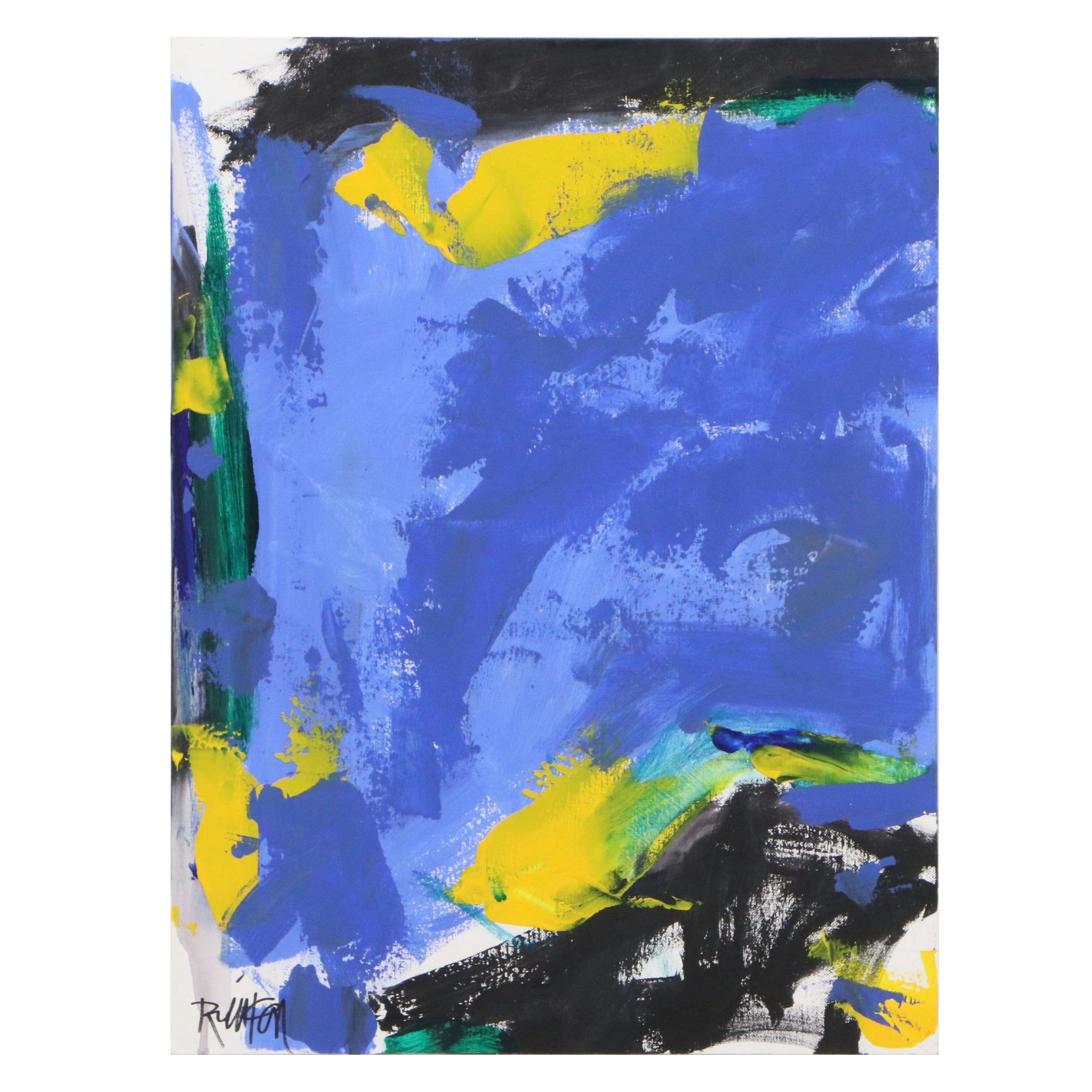 Robbie Kemper Abstract Expressionist Acrylic Painting "Blue Night Sky," 2026