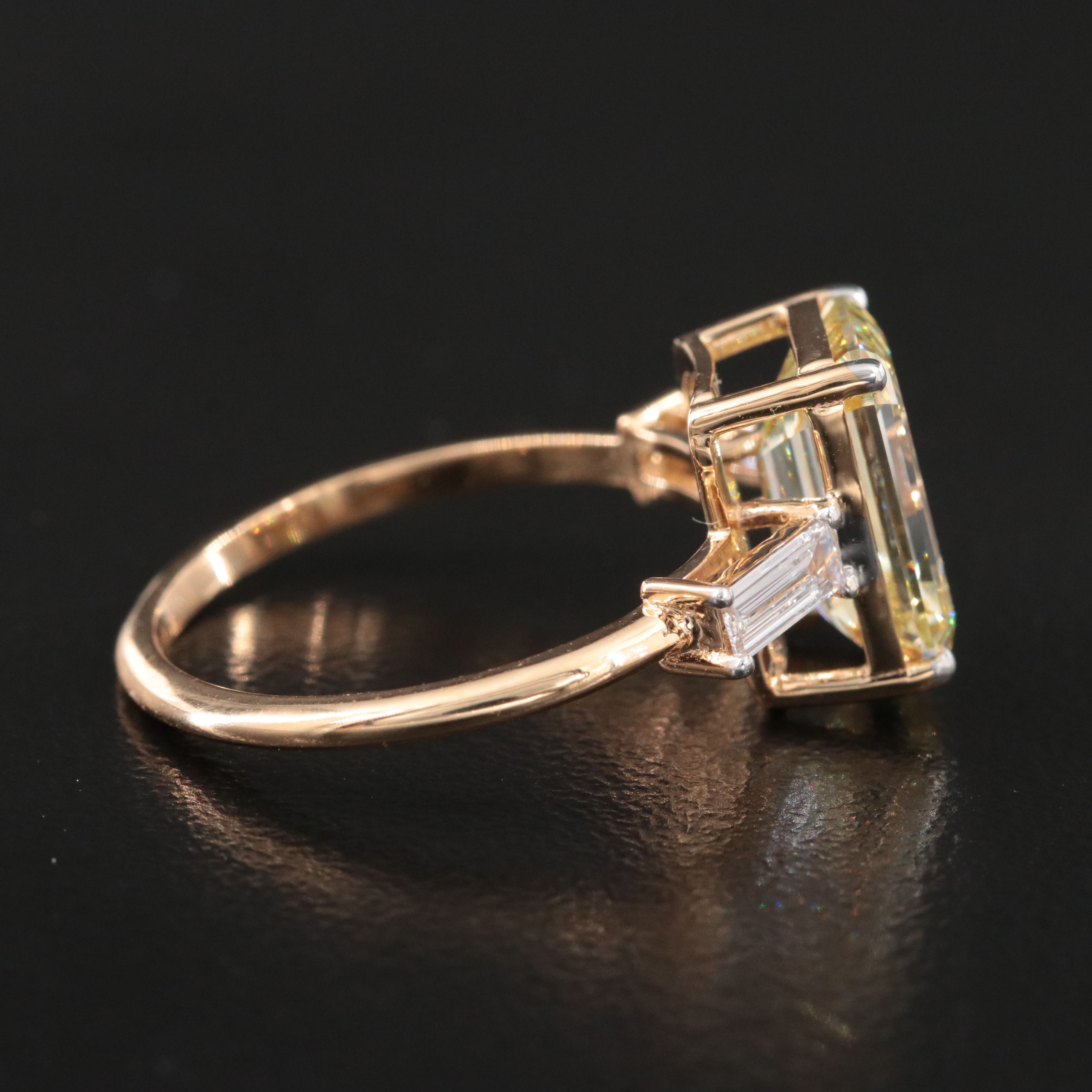 18K 3.23 CTW Lab Grown Diamond Ring w/ Fancy Light Yellow Center and IGI Report