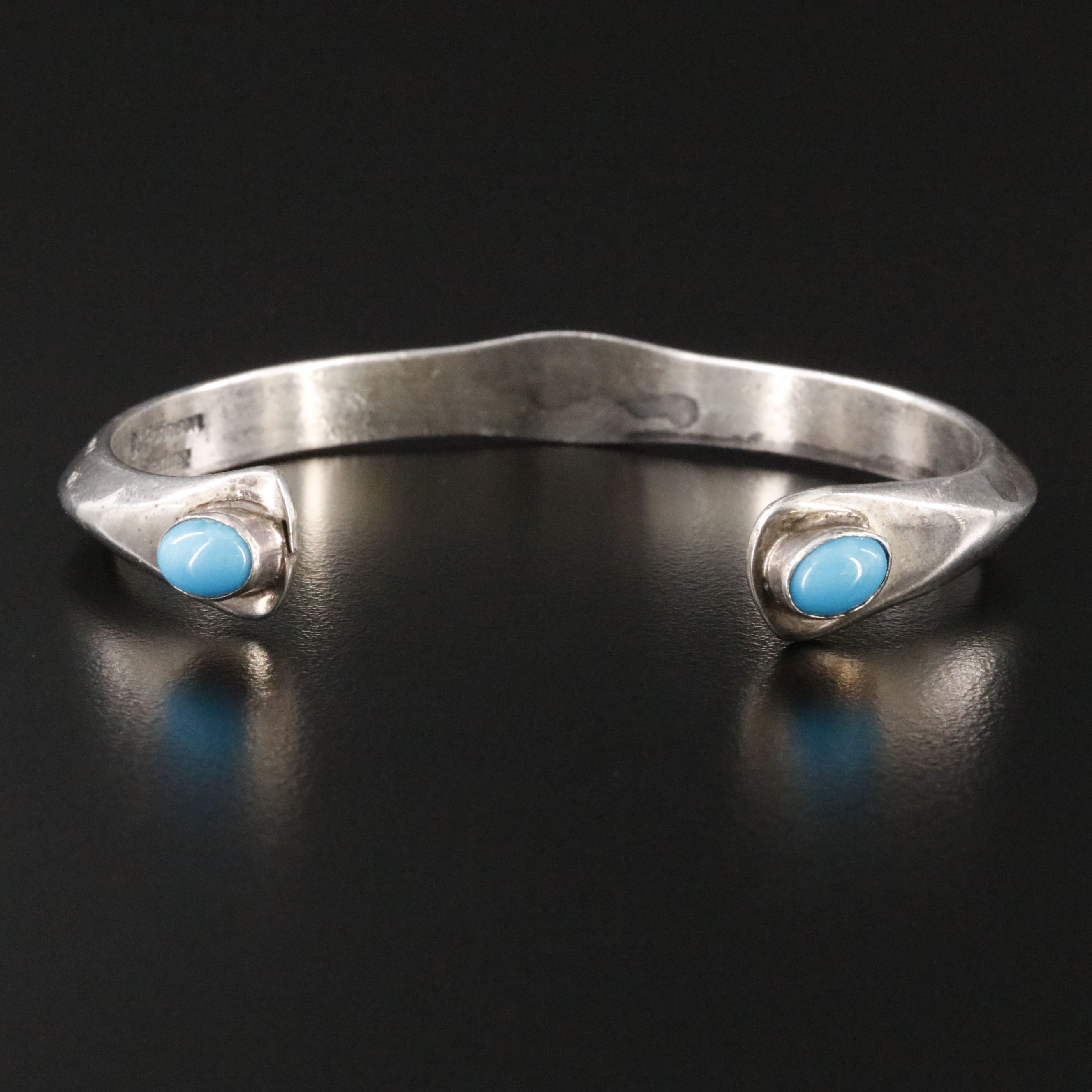 Navajo Bobby Johnson Sterling Turquoise Knife Edge Cuff