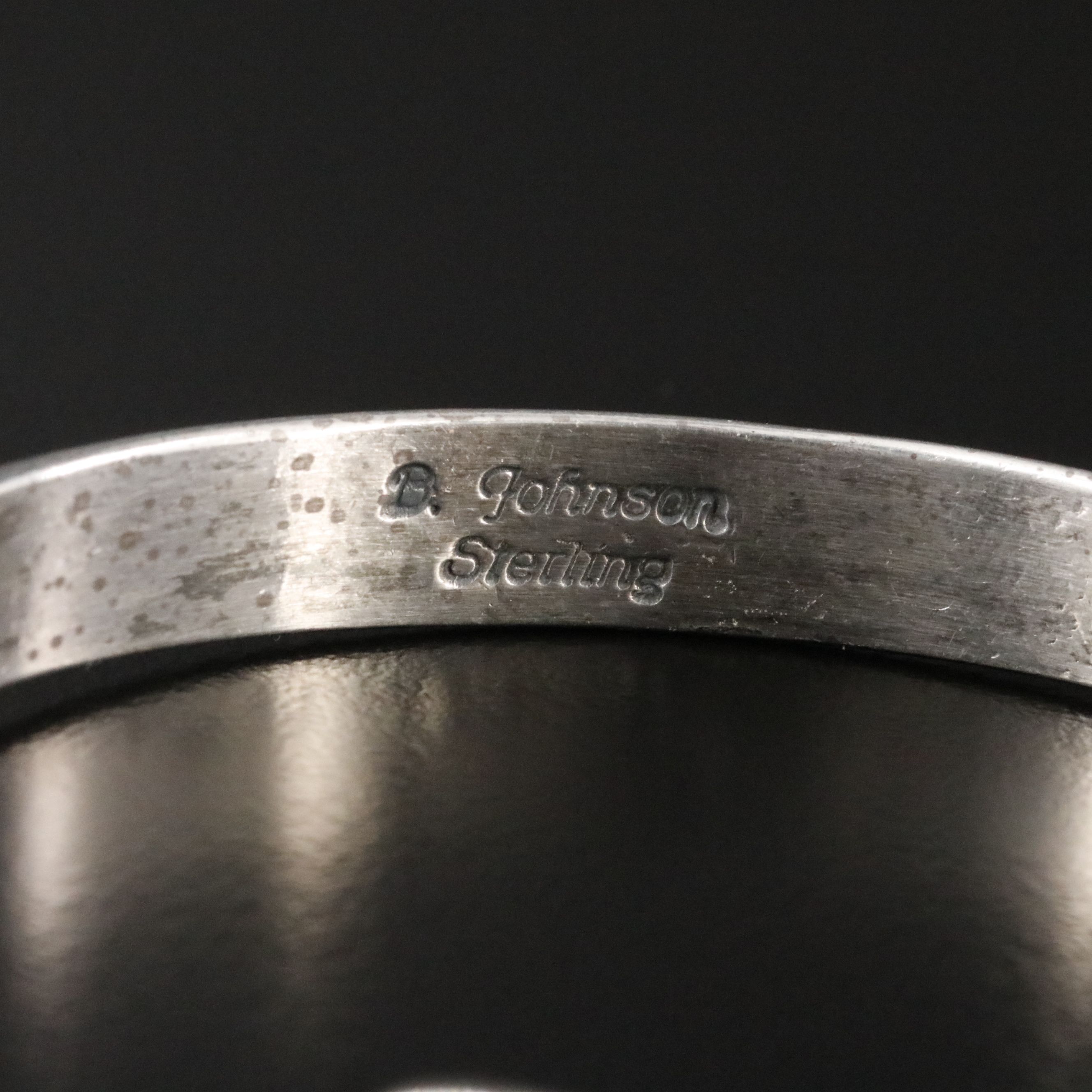 Navajo Bobby Johnson Sterling Turquoise Knife Edge Cuff